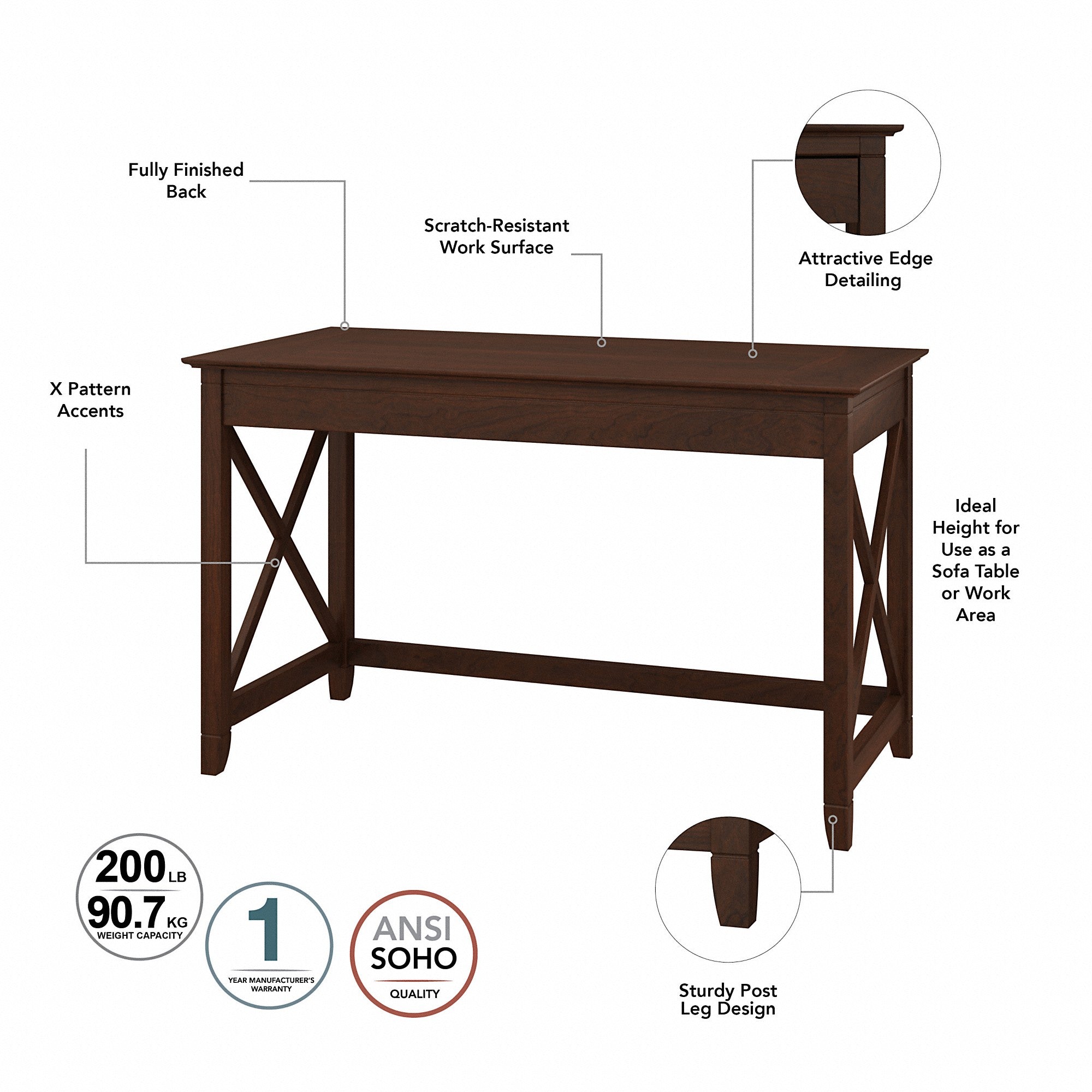 Bush Furniture Key West 2 Person Desk Set with Lateral File Cabinet