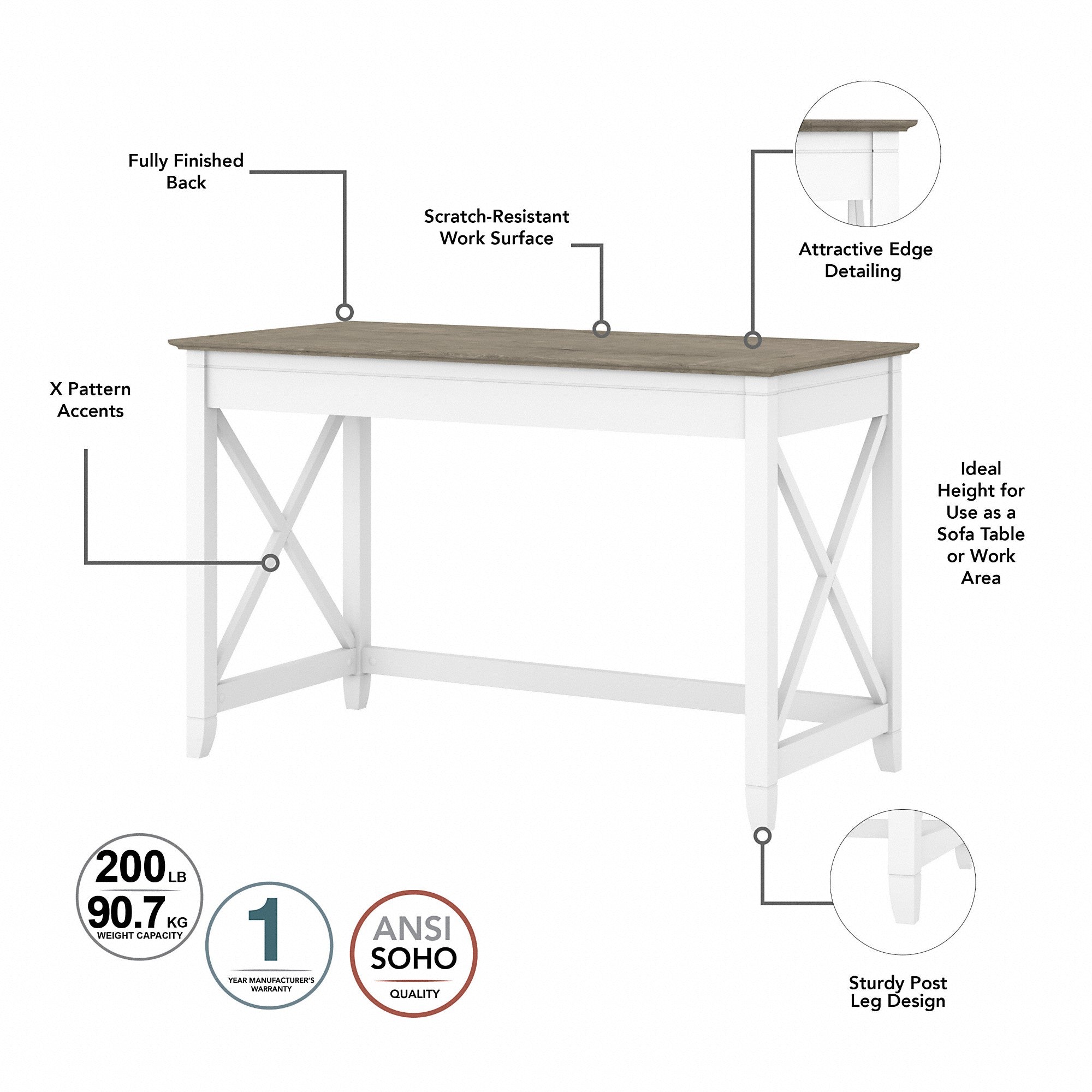 Bush Furniture Key West 2 Person Desk Set with Lateral File Cabinet