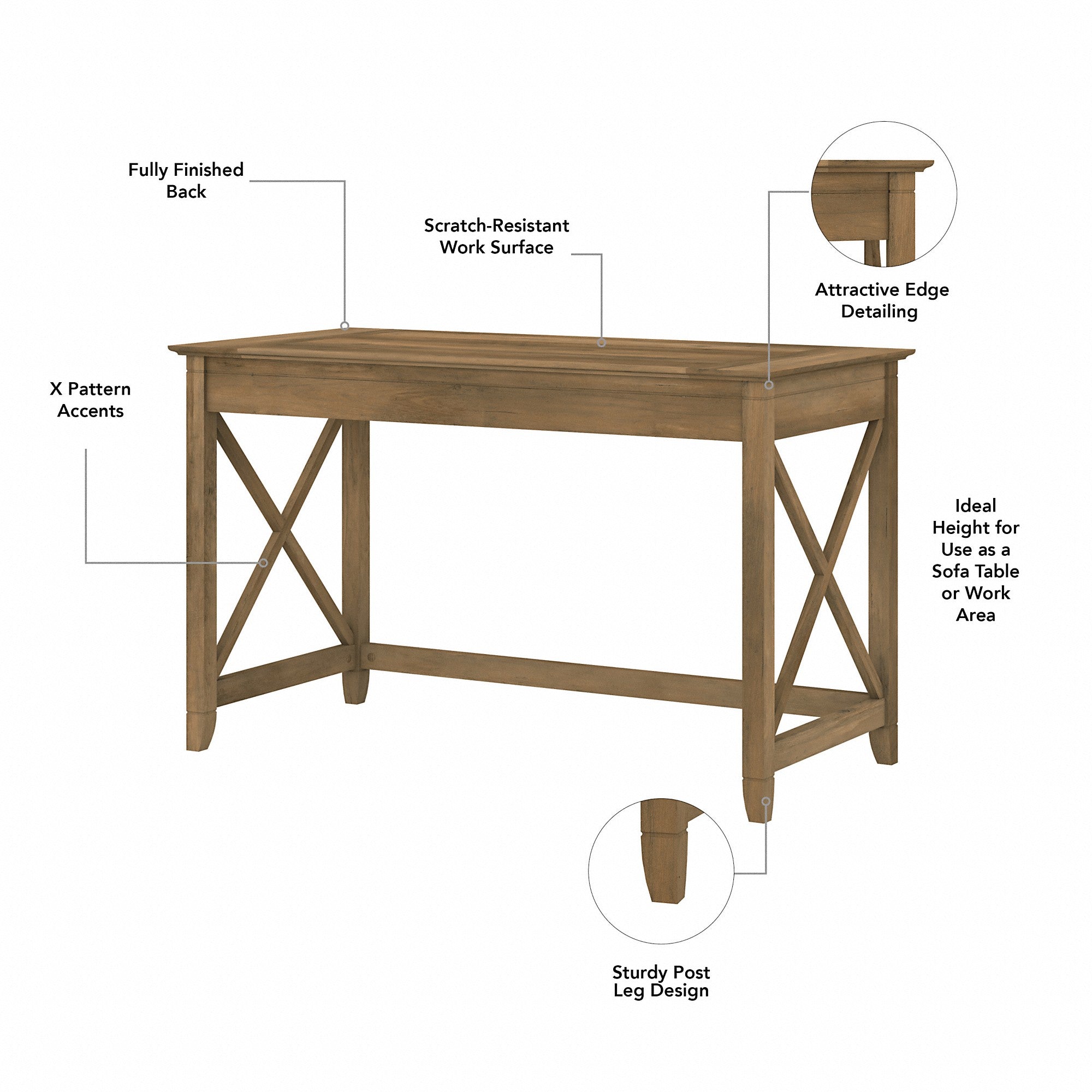 Bush Furniture Key West 2 Person Desk Set with Lateral File Cabinet