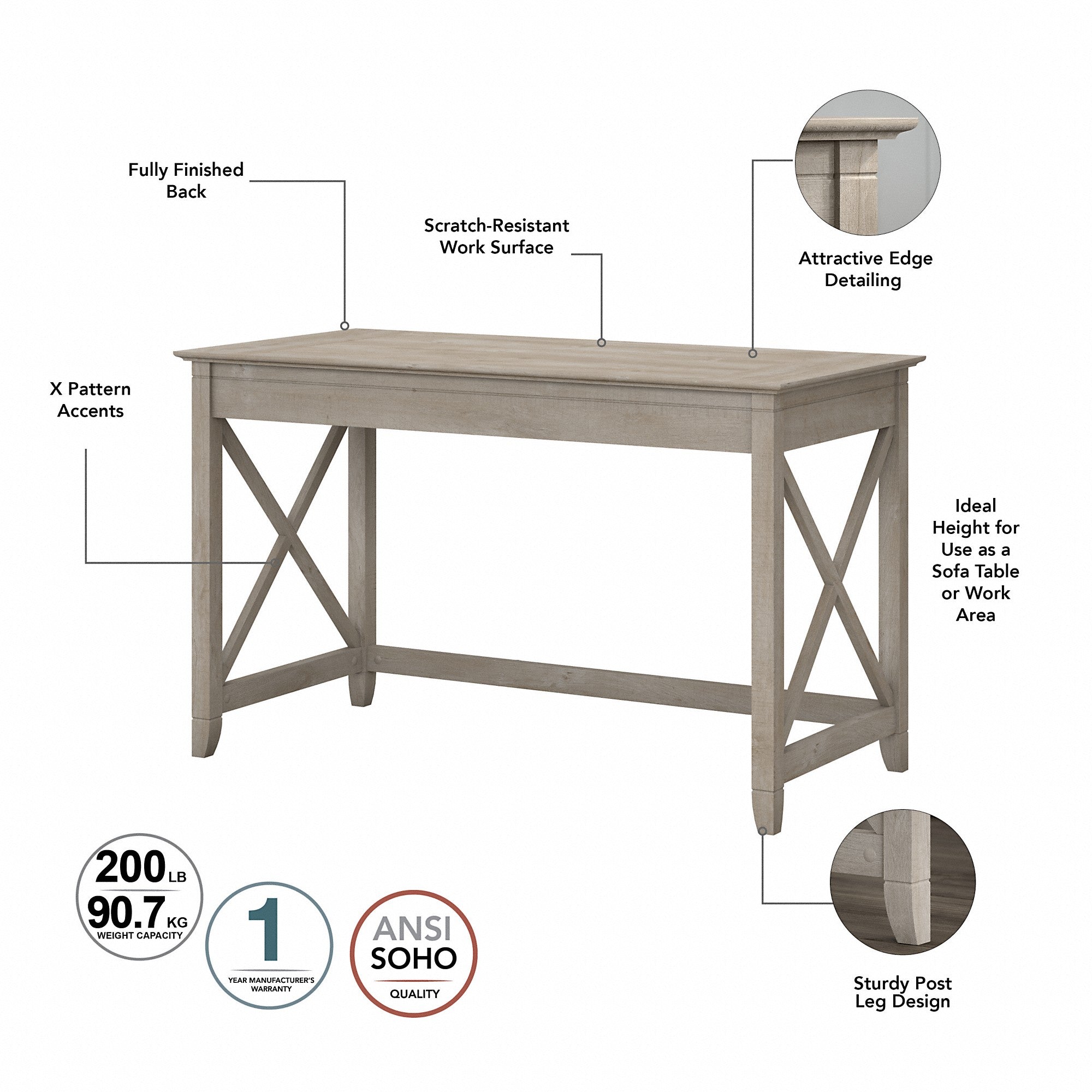 Bush Furniture Key West 2 Person Desk Set with Lateral File Cabinet