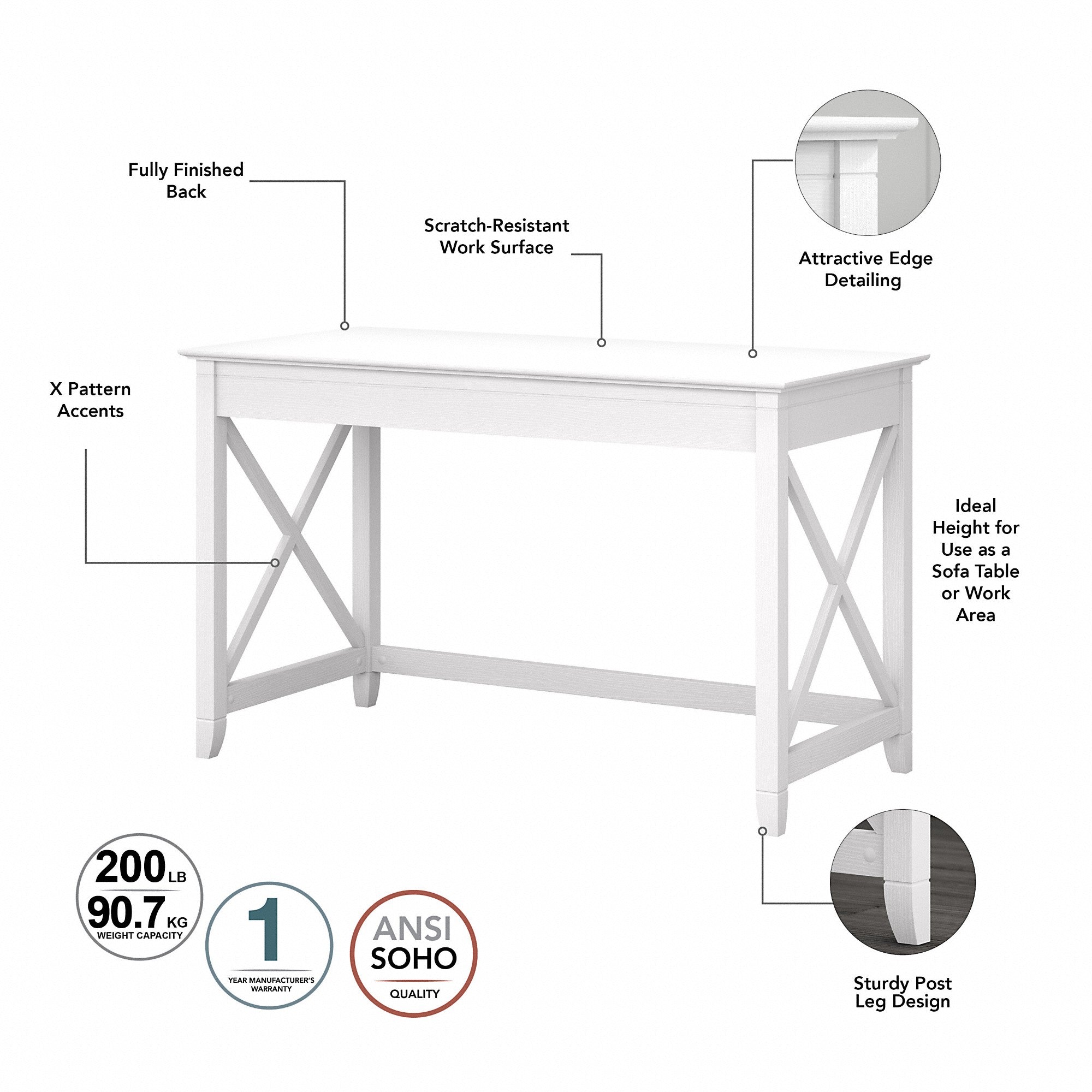 Bush Furniture Key West 2 Person Desk Set with Lateral File Cabinet