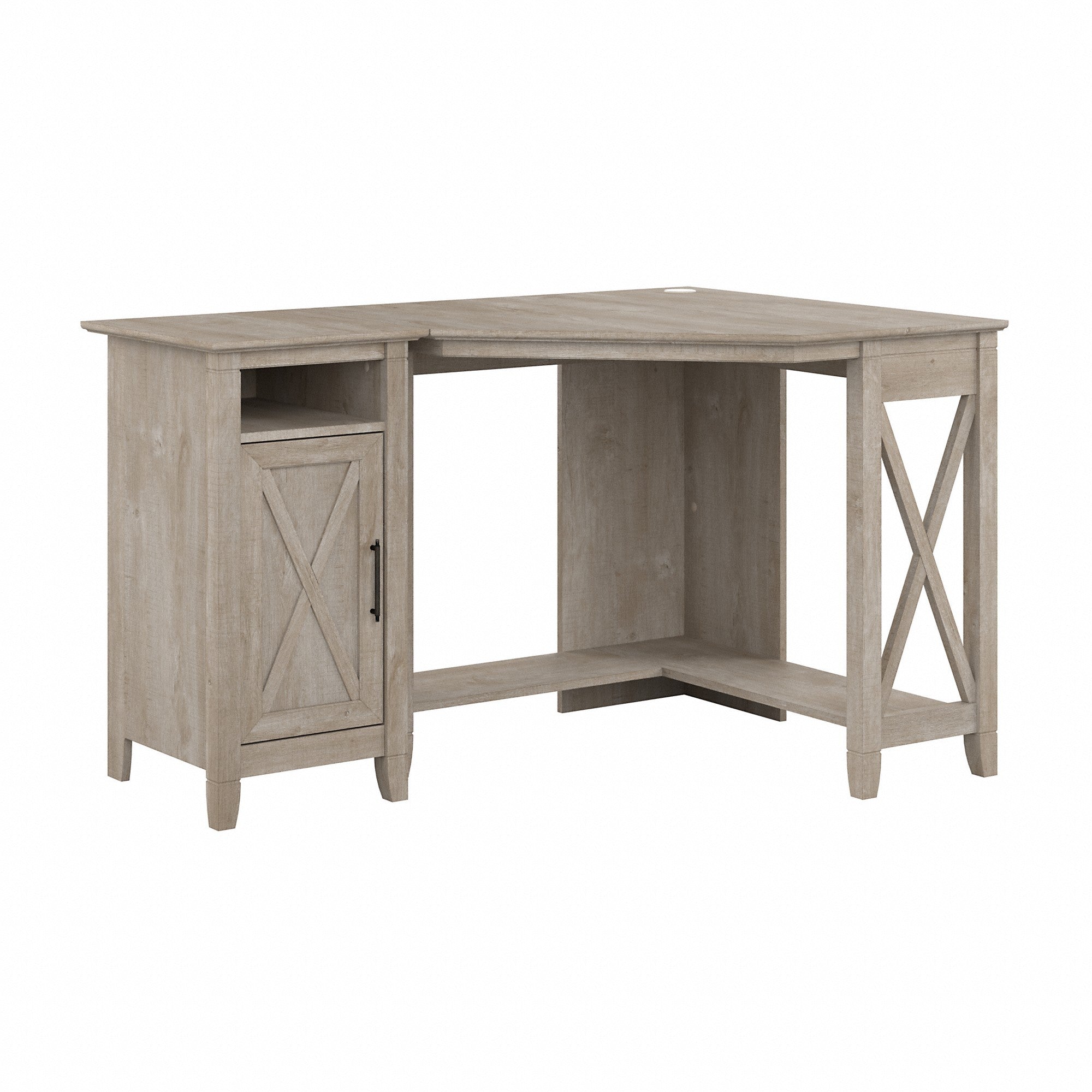 Bush Furniture Key West Small Corner Desk with Storage Cabinet