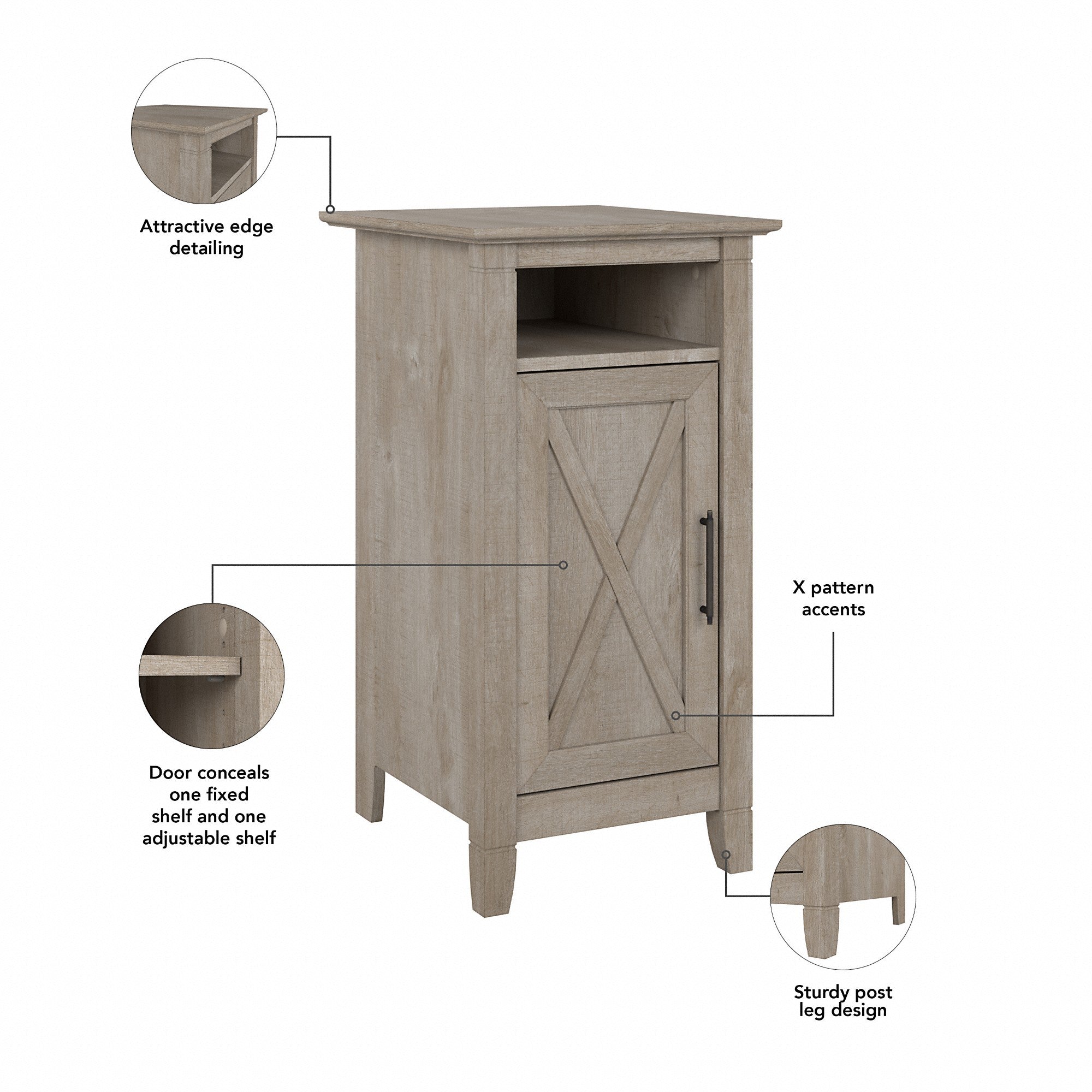 Bush Furniture Key West Small Corner Desk with Storage Cabinet