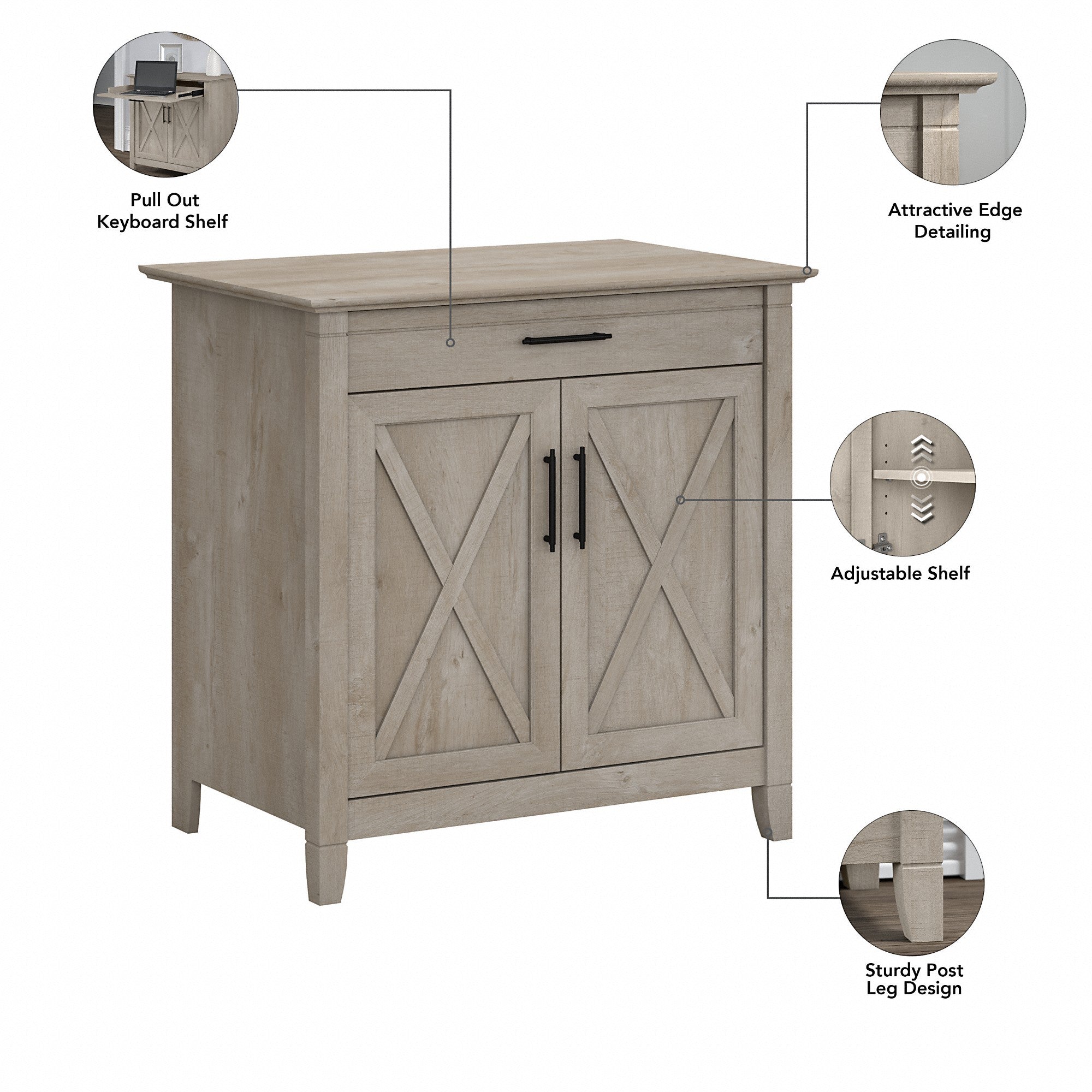 Bush Furniture Key West Entryway Storage Set with Hall Tree, Shoe Bench and Armoire Cabinet