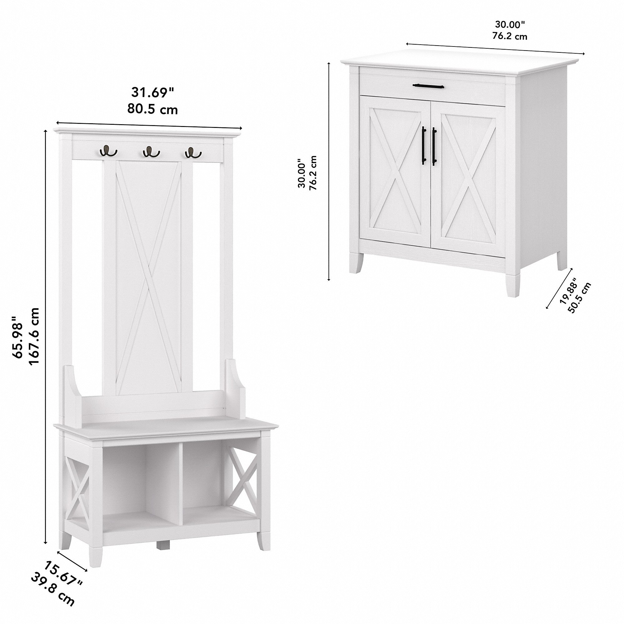 Bush Furniture Key West Entryway Storage Set with Hall Tree, Shoe Bench and Armoire Cabinet