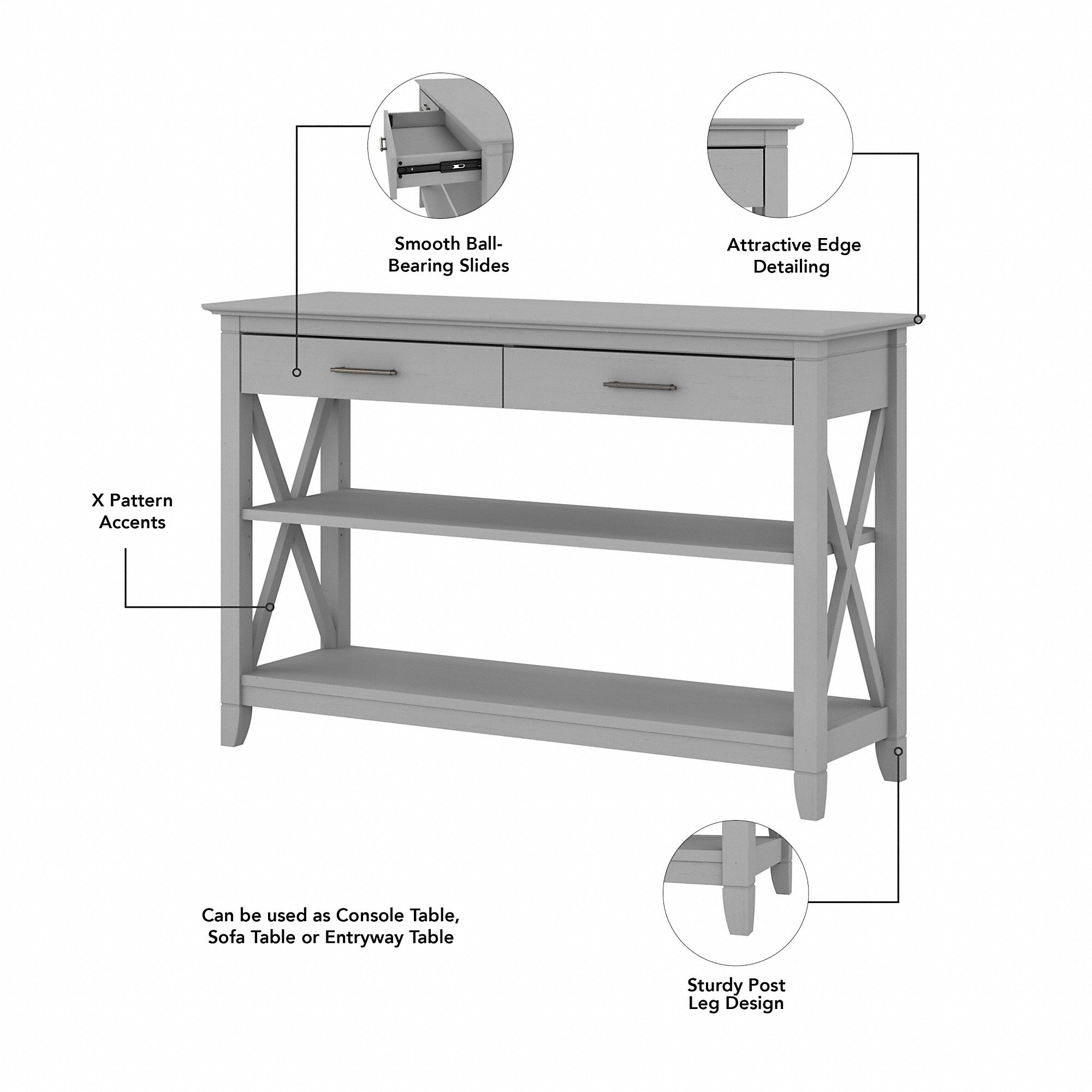 Bush Furniture Key West Entryway Storage Set with Hall Tree, Shoe Bench and Console Table