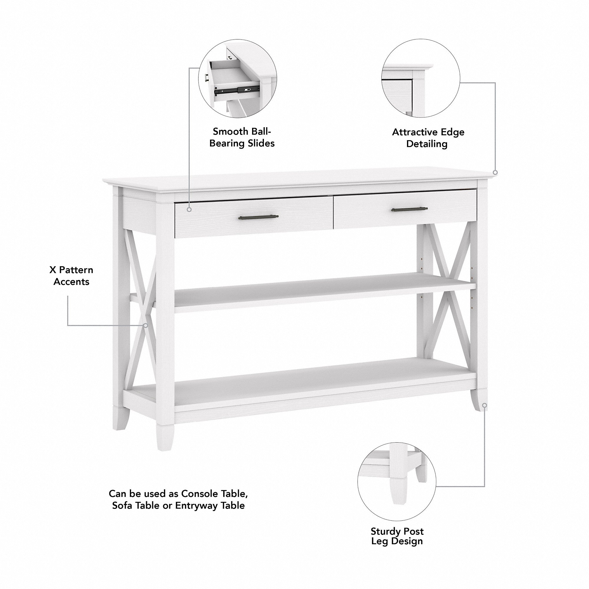 Bush Furniture Key West Entryway Storage Set with Hall Tree, Shoe Bench and Console Table