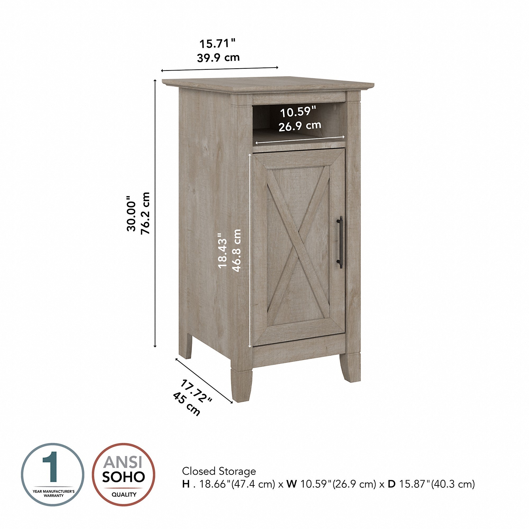 Bush Furniture Key West Small Storage Cabinet with Door