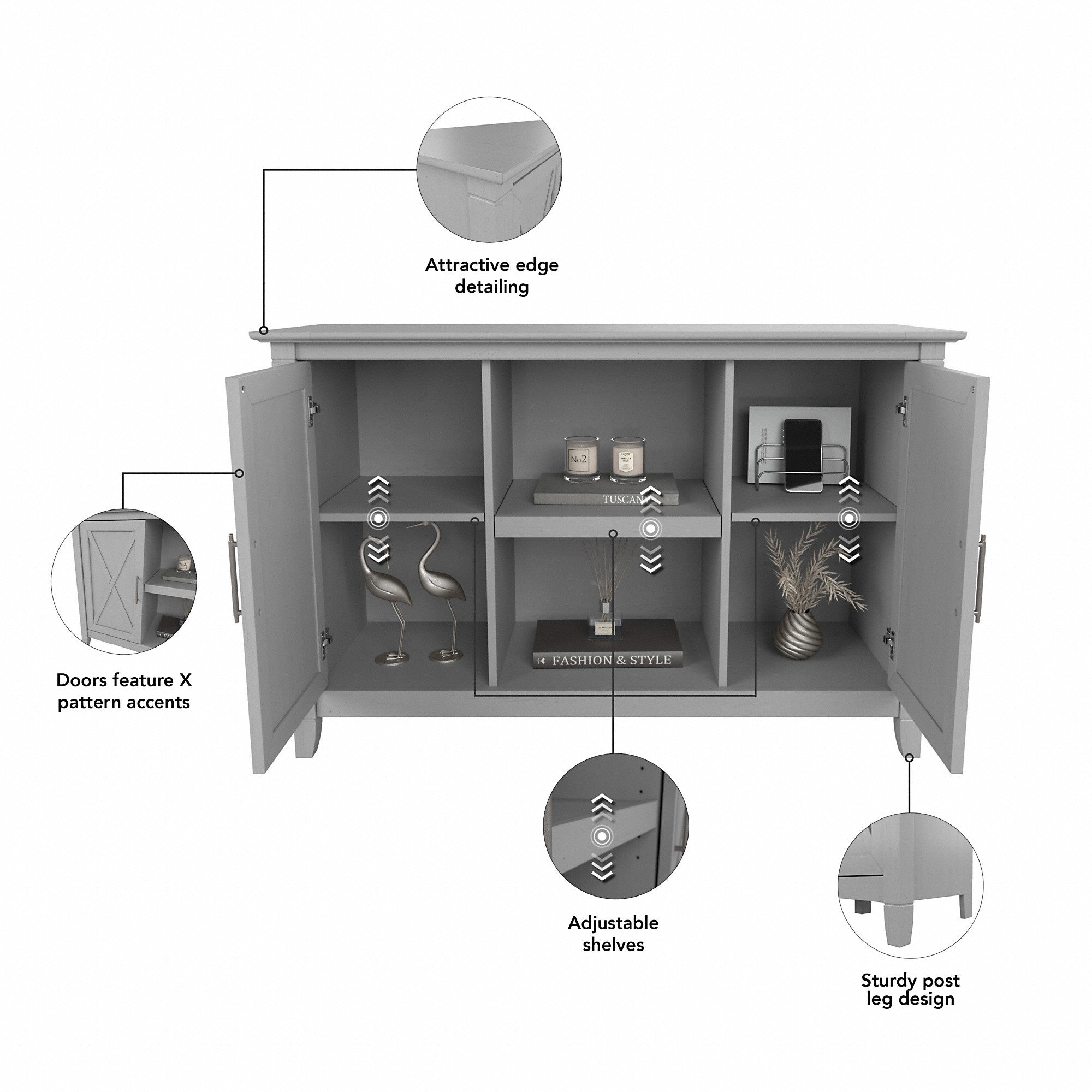 Bush Furniture Key West Accent Cabinet with Doors