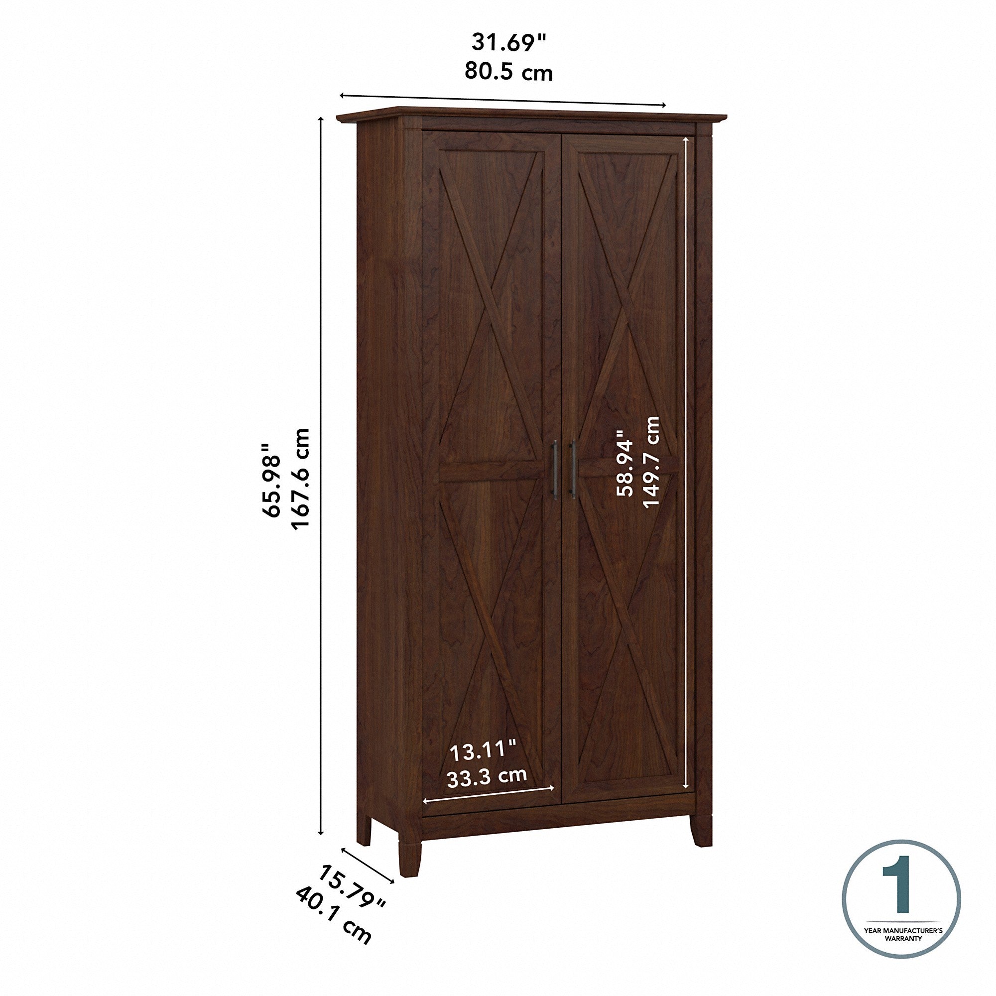 Bush Furniture Key West Tall Storage Cabinet with Doors