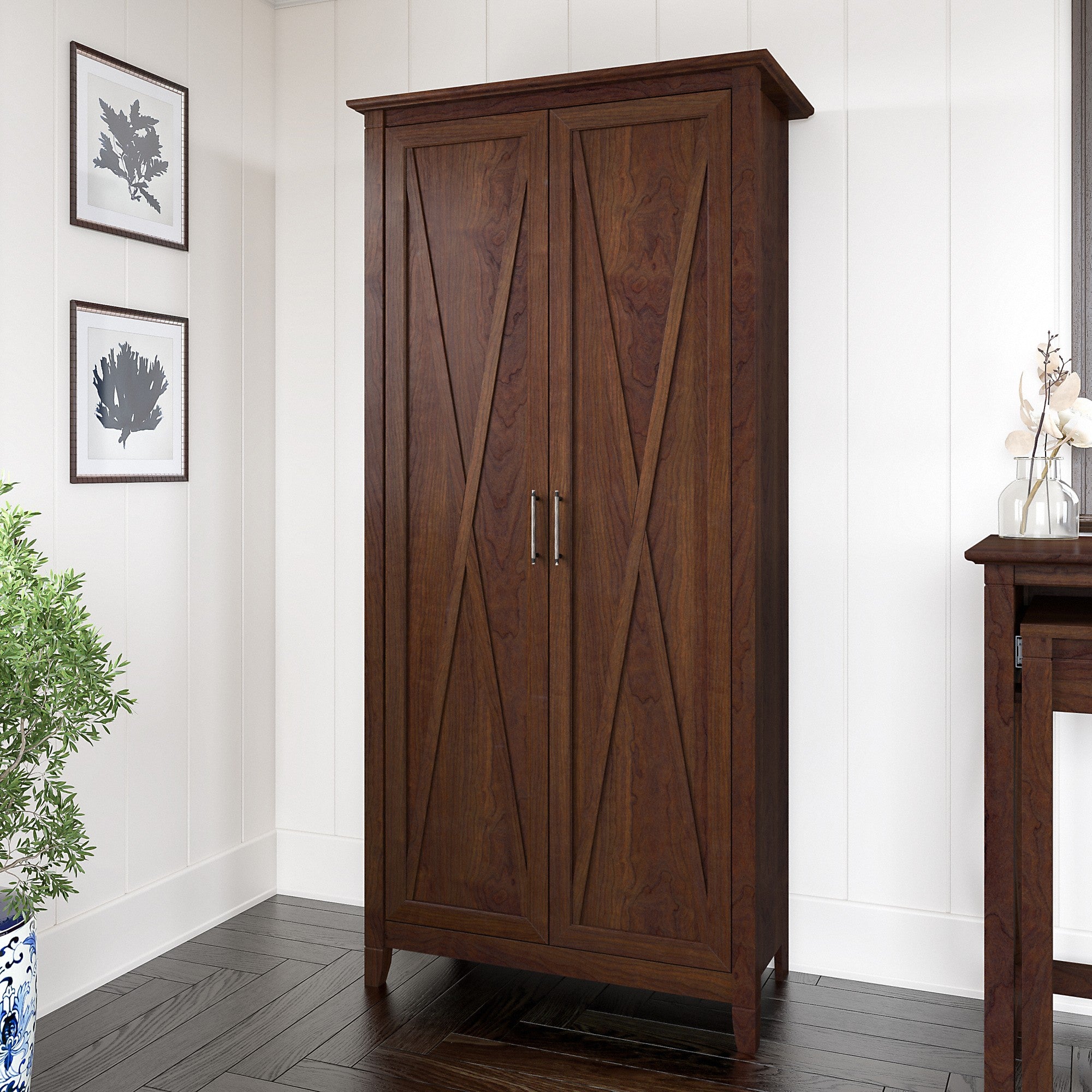 Bush Furniture Key West Tall Storage Cabinet with Doors