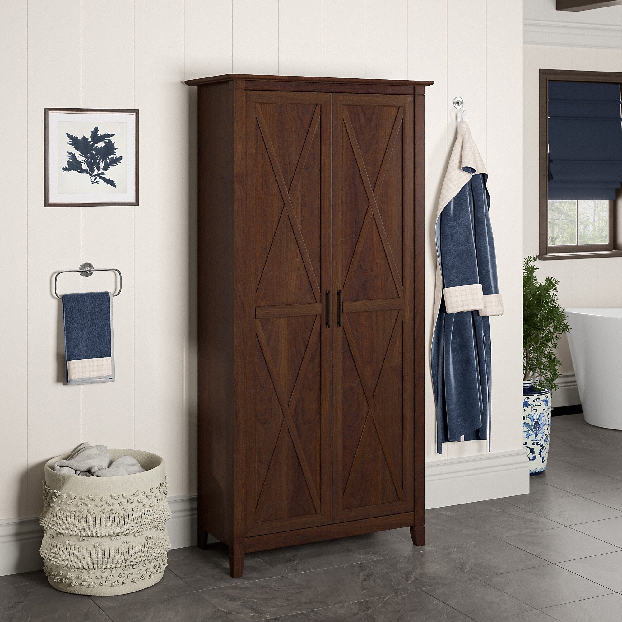 Bush Furniture Key West Bathroom Storage Cabinet with Doors