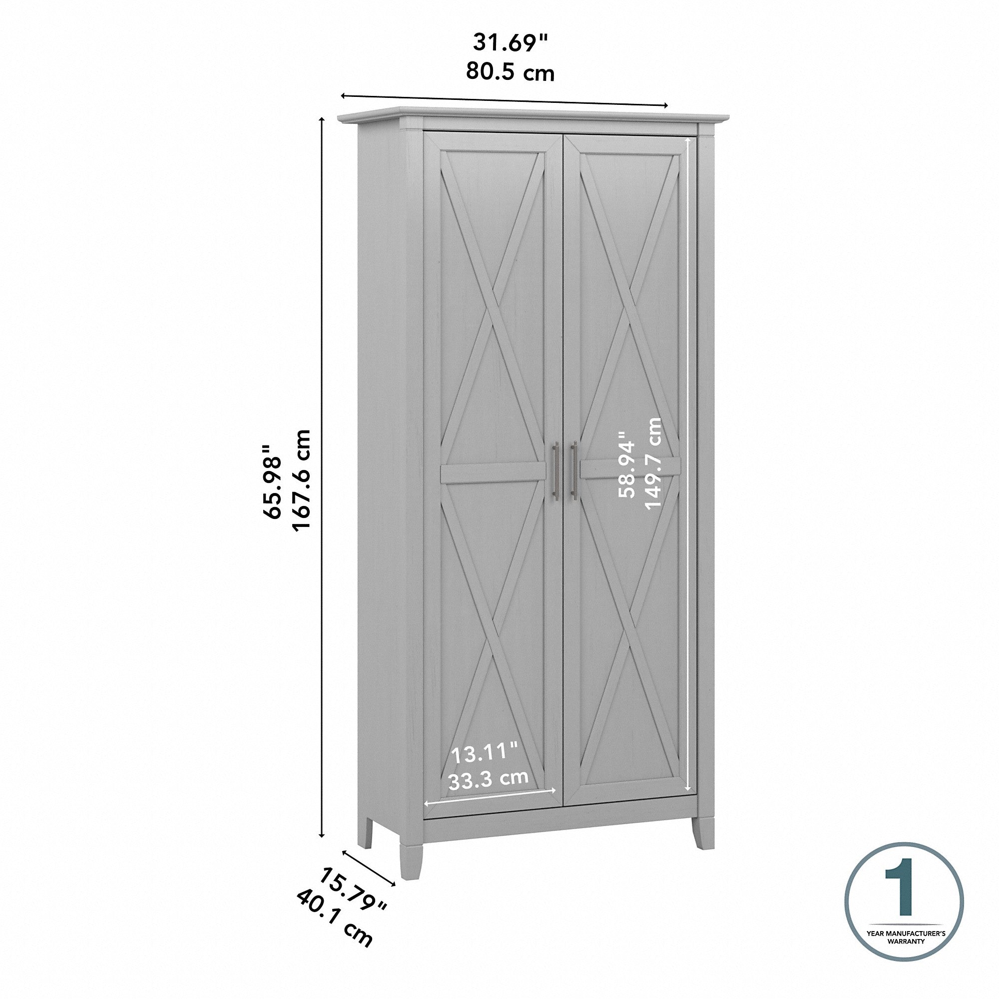 Bush Furniture Key West Tall Storage Cabinet with Doors