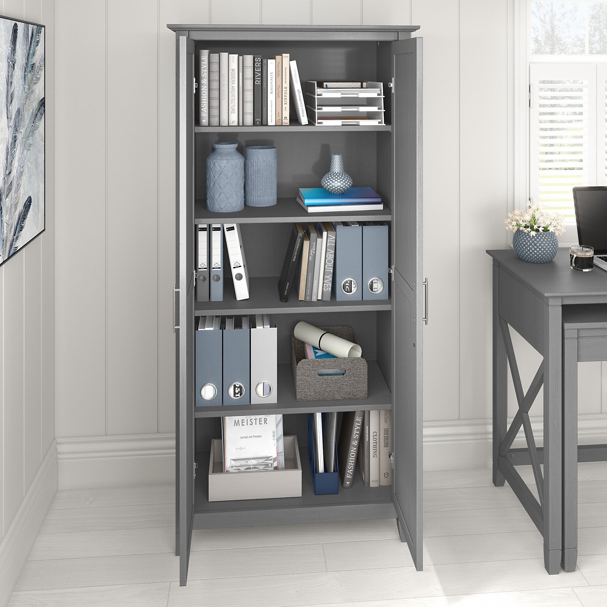 Bush Furniture Key West Tall Storage Cabinet with Doors