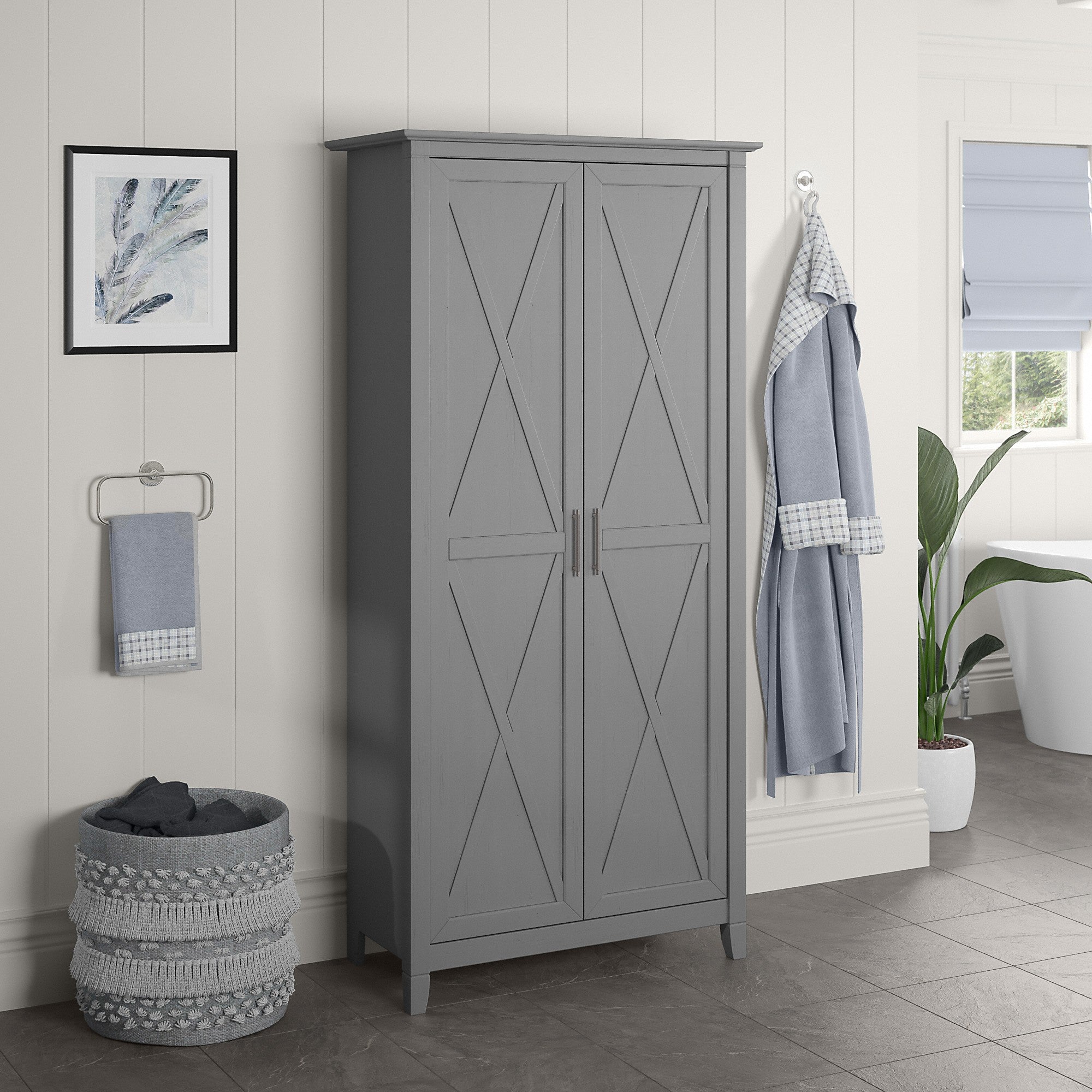 Bush Furniture Key West Bathroom Storage Cabinet with Doors