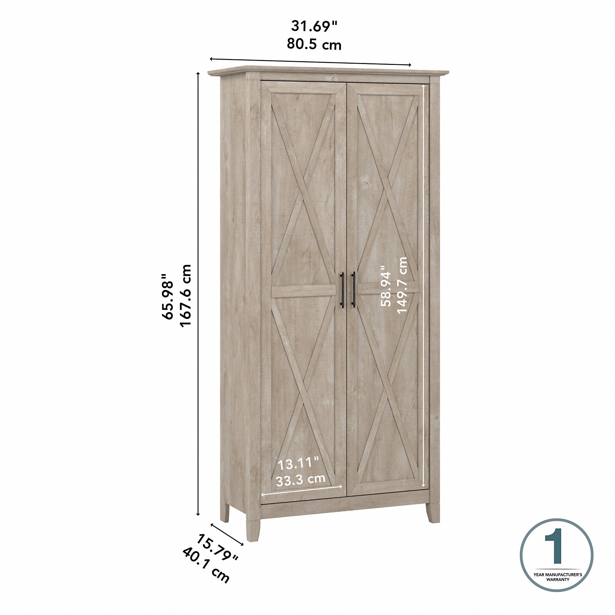 Bush Furniture Key West Tall Storage Cabinet with Doors