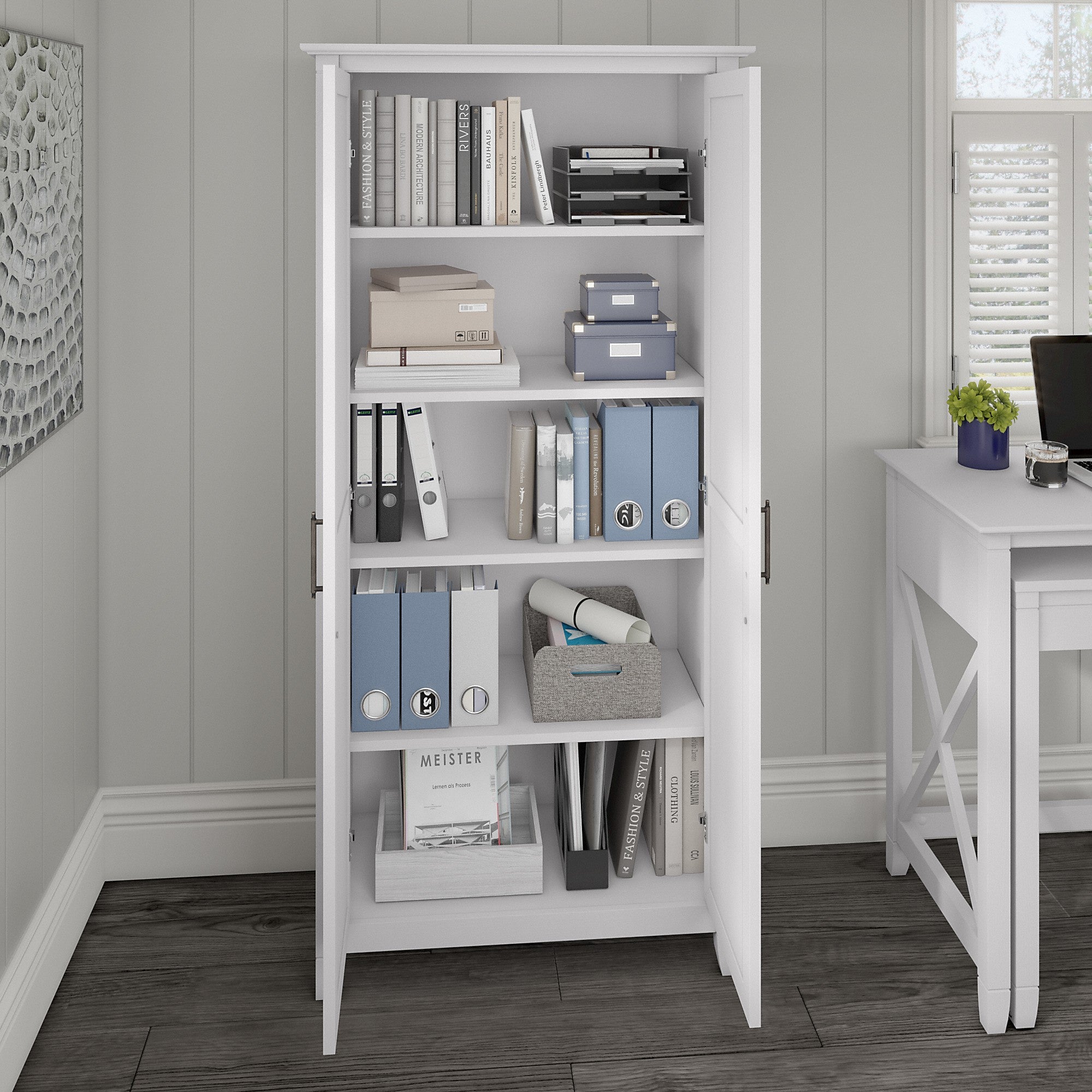 Bush Furniture Key West Tall Storage Cabinet with Doors