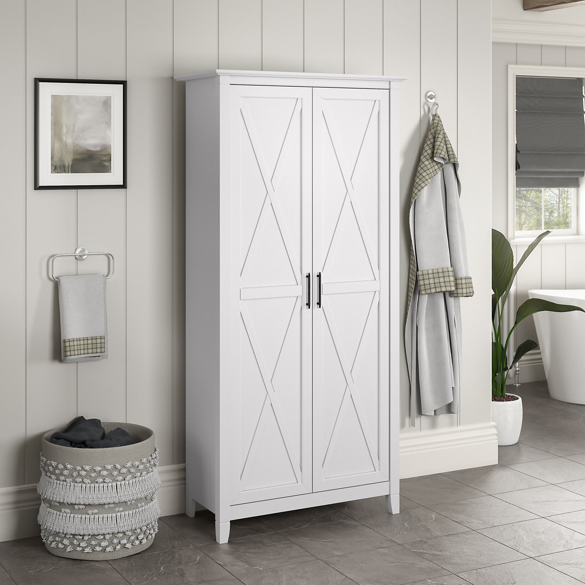 Bush Furniture Key West Bathroom Storage Cabinet with Doors