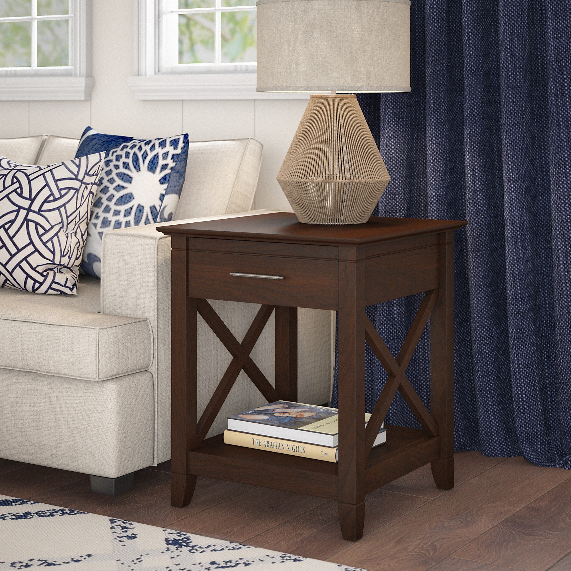 Bush Furniture Key West End Table with Storage