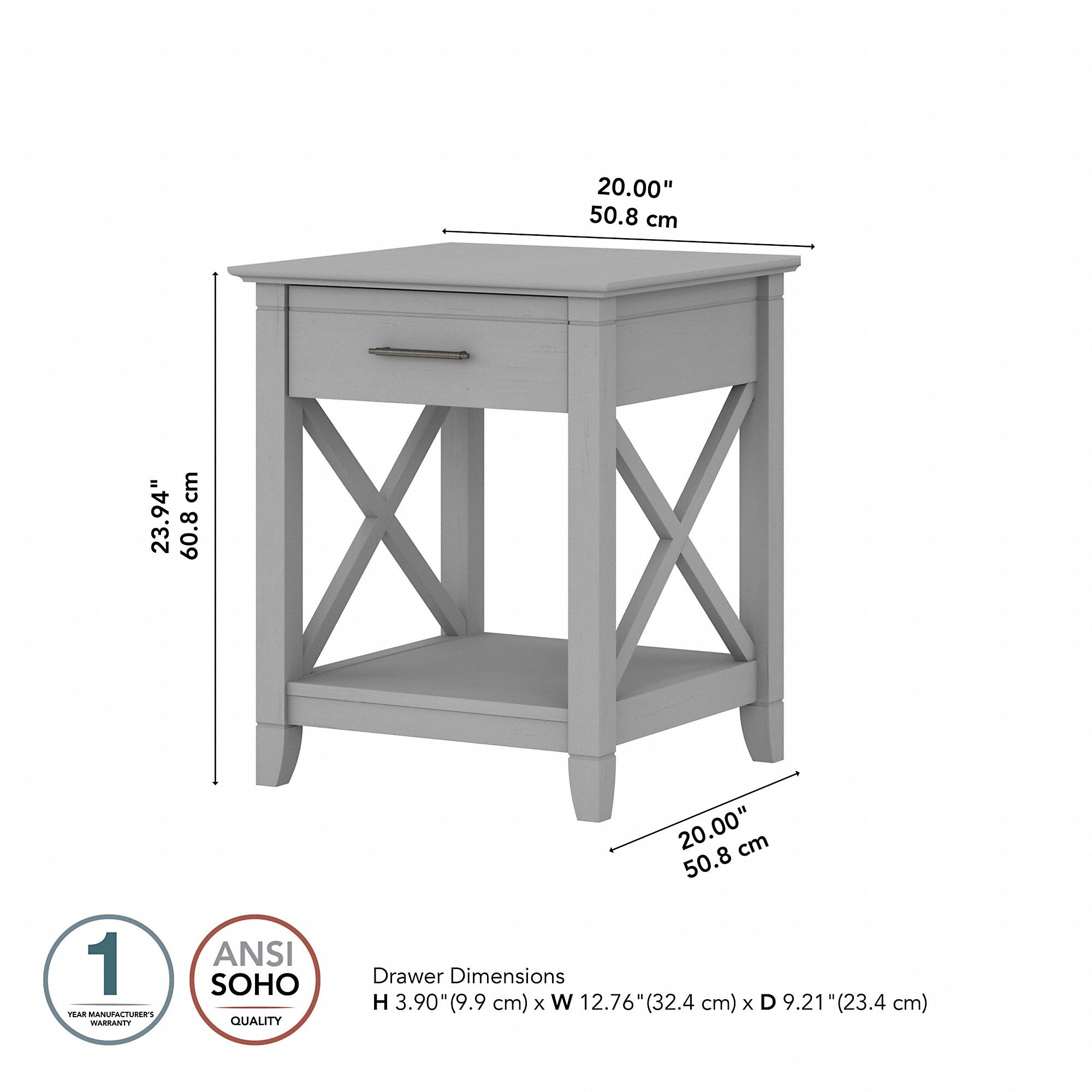 Bush Furniture Key West End Table with Storage