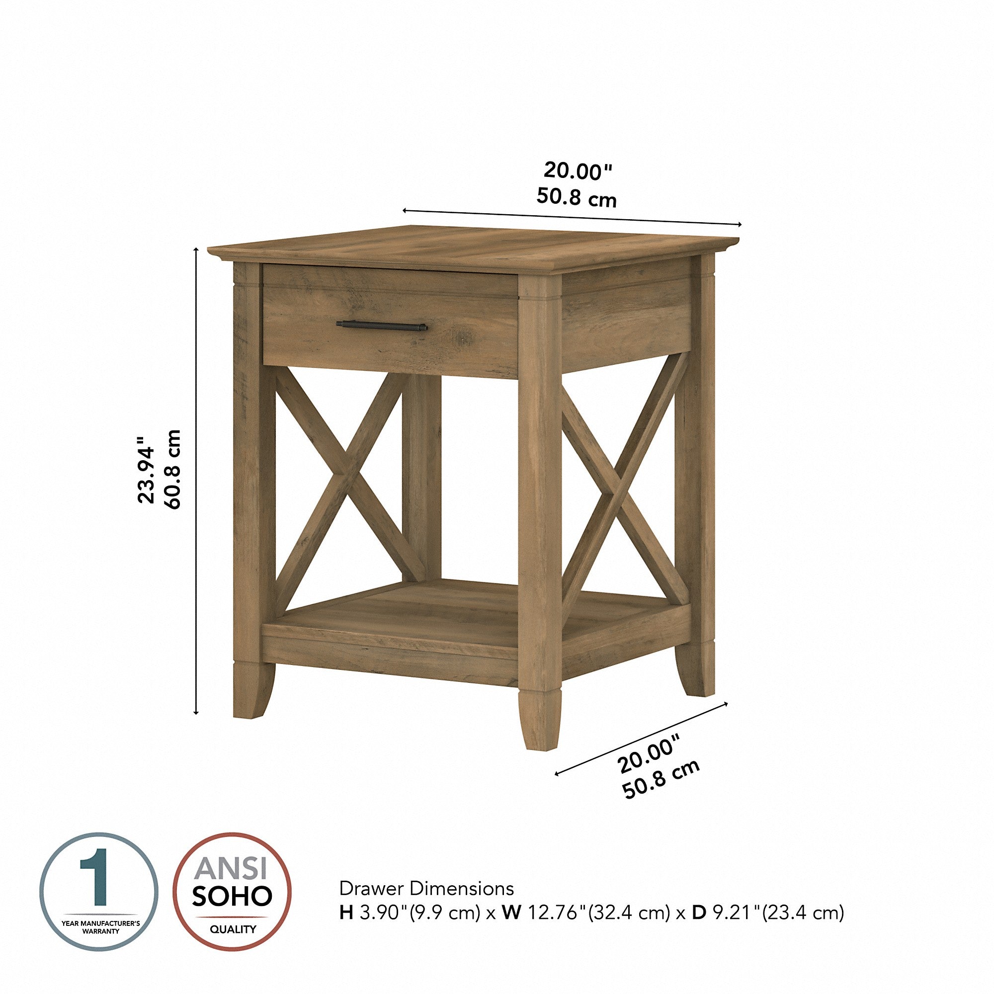 Bush Furniture Key West End Table with Storage