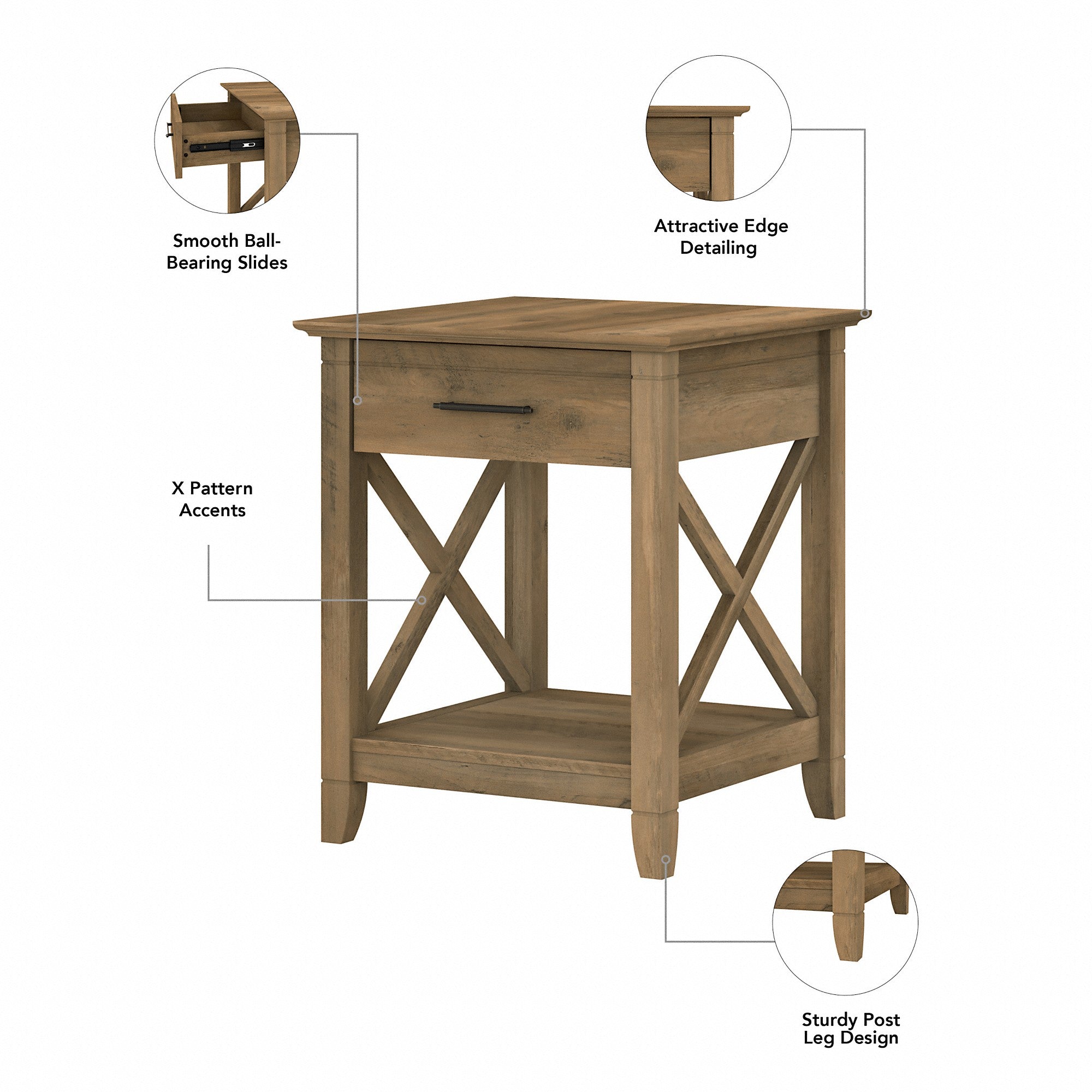 Bush Furniture Key West End Table with Storage