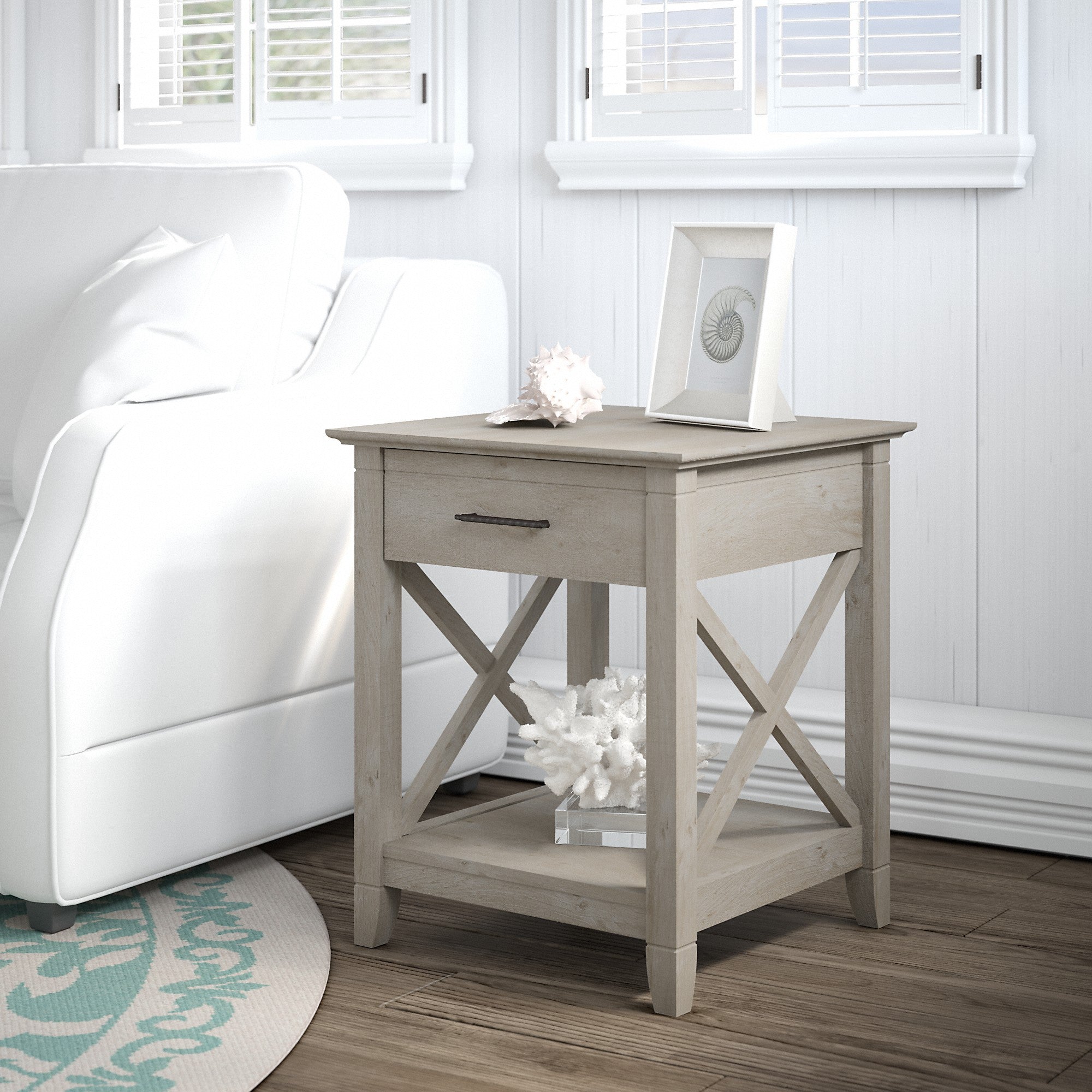 Bush Furniture Key West End Table with Storage