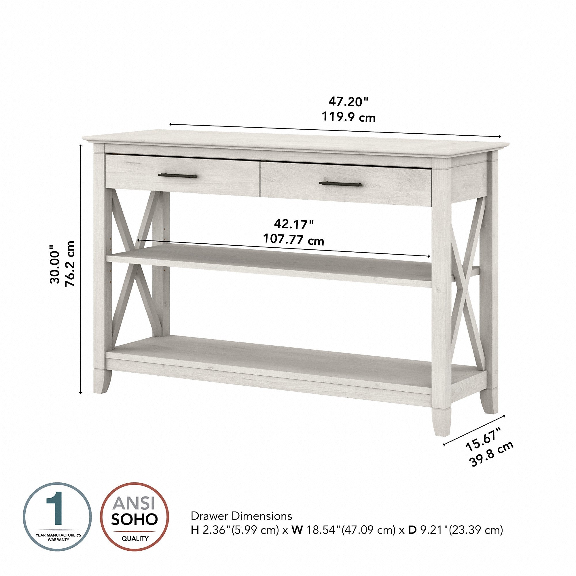 Bush Furniture Key West Console Table with Drawers and Shelves