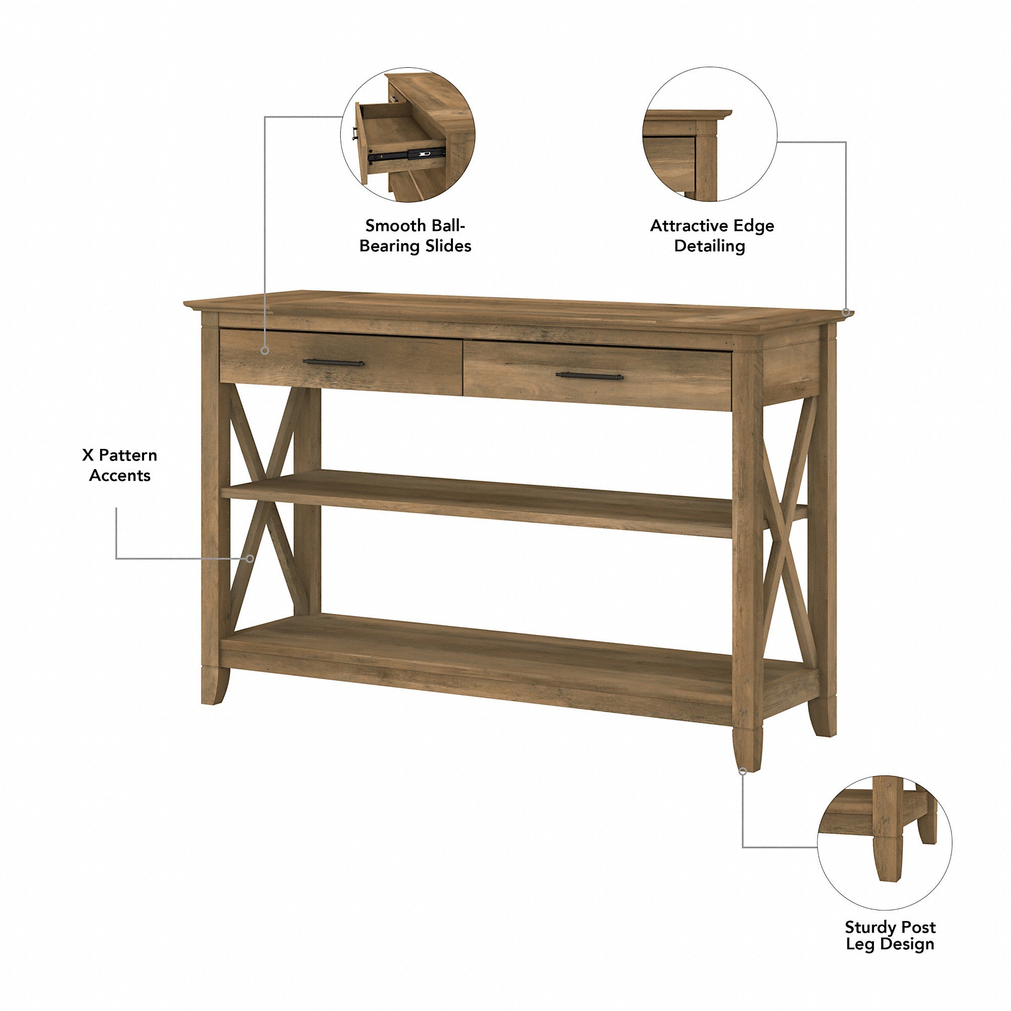 Bush Furniture Key West Console Table with Drawers and Shelves