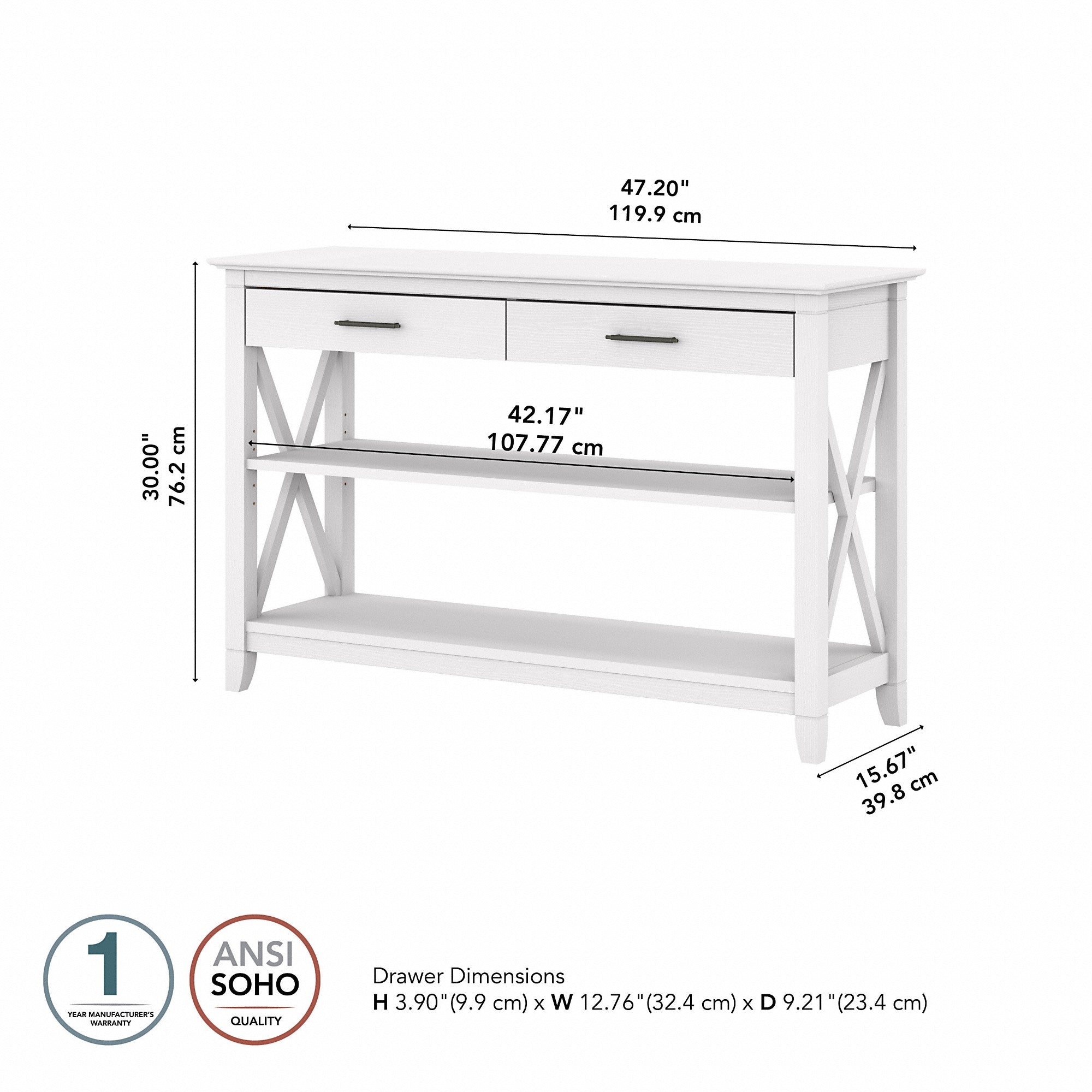 Bush Furniture Key West Console Table with Drawers and Shelves