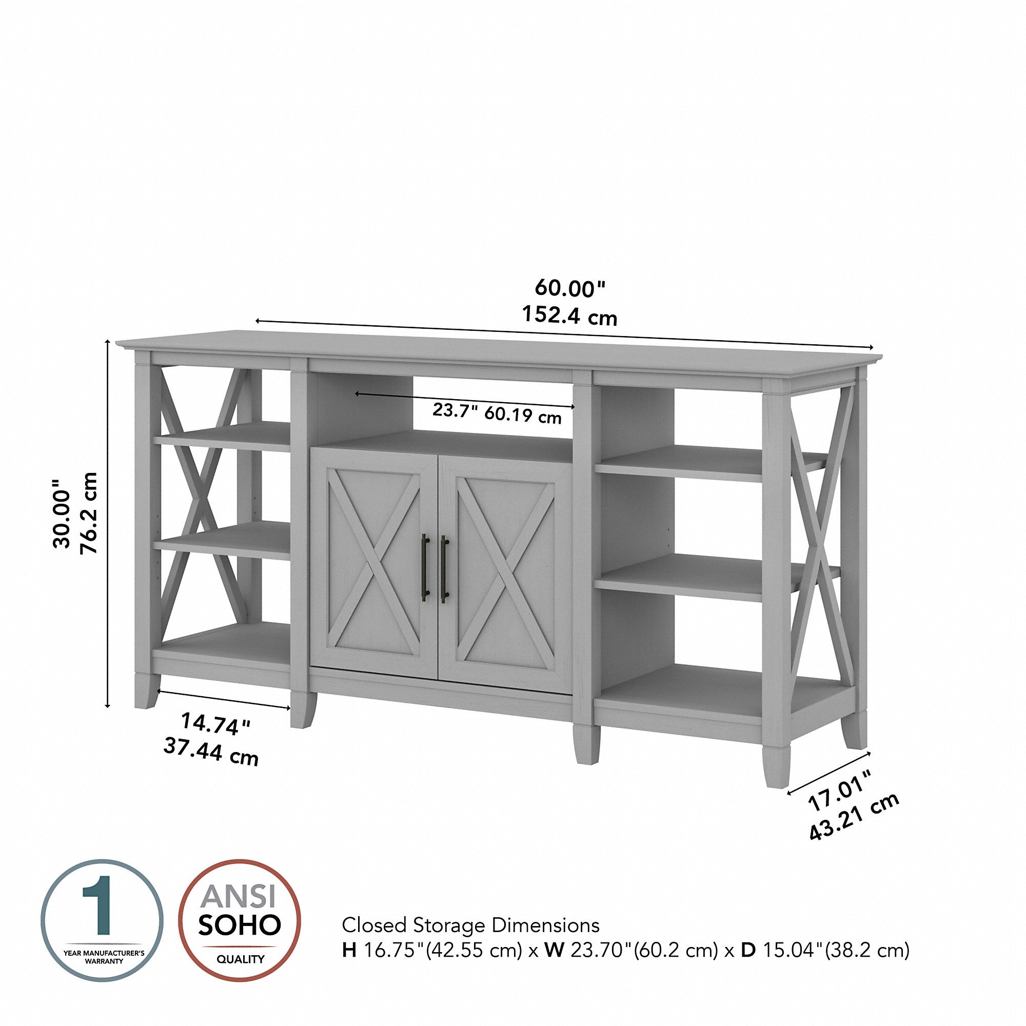 Bush Furniture Key West Tall TV Stand for 65 Inch TV