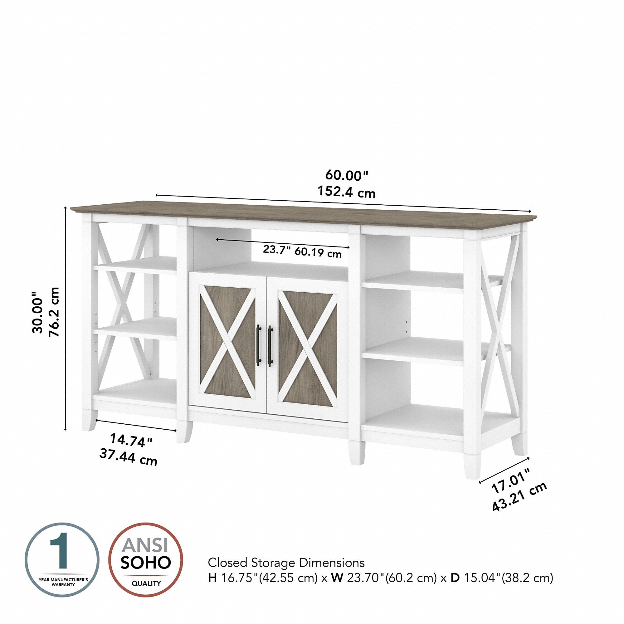 Bush Furniture Key West Tall TV Stand for 65 Inch TV