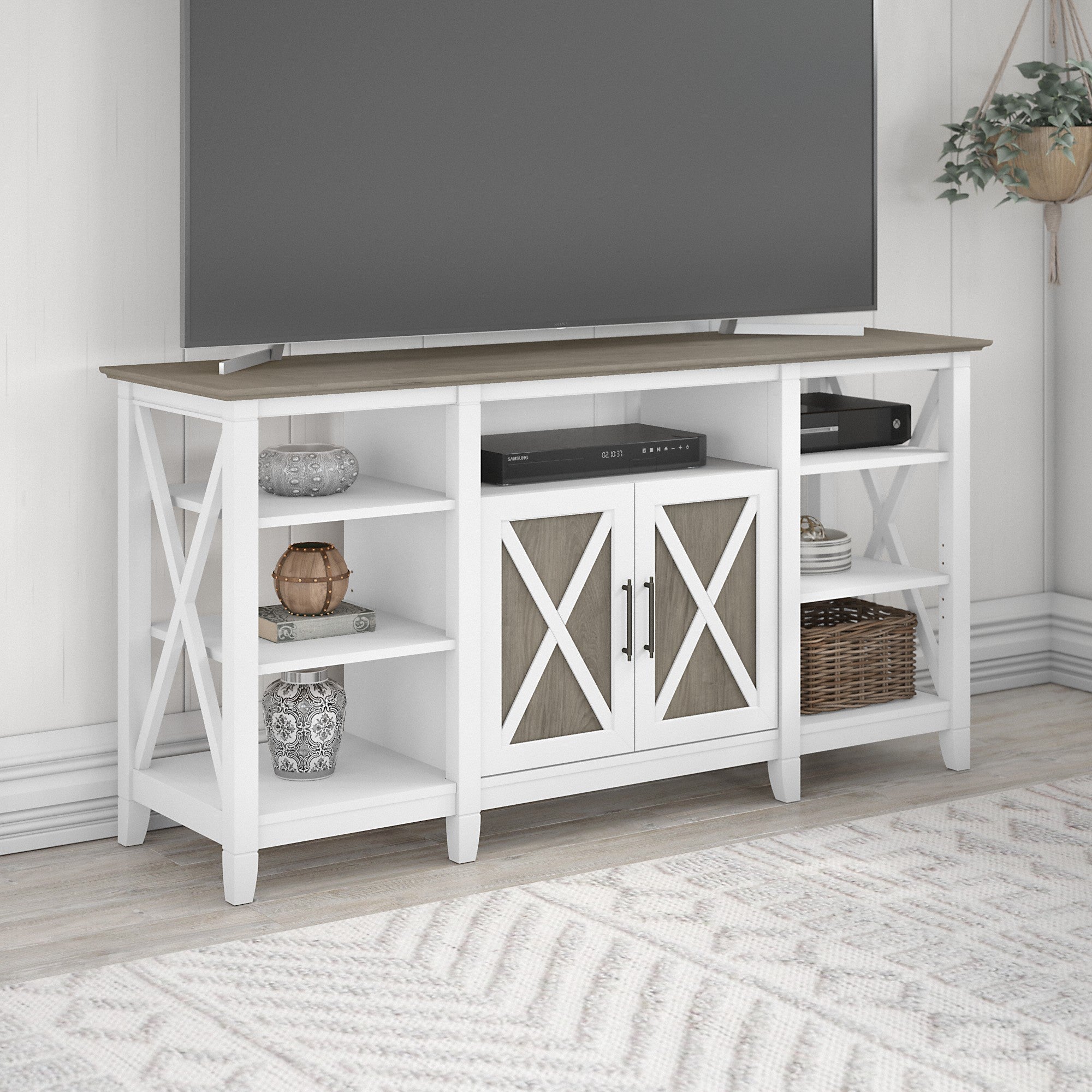 Bush Furniture Key West Tall TV Stand for 65 Inch TV