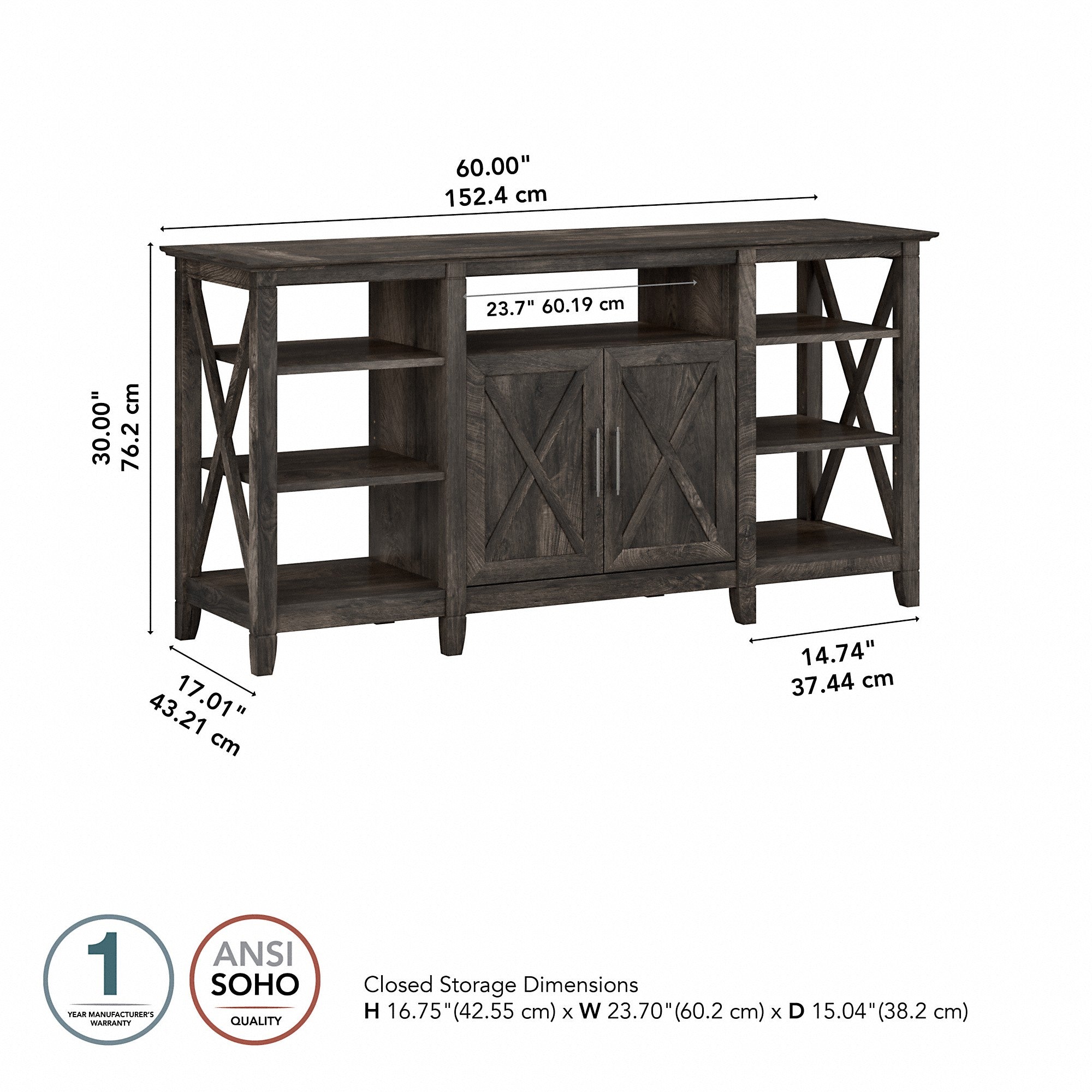 Bush Furniture Key West Tall TV Stand for 65 Inch TV