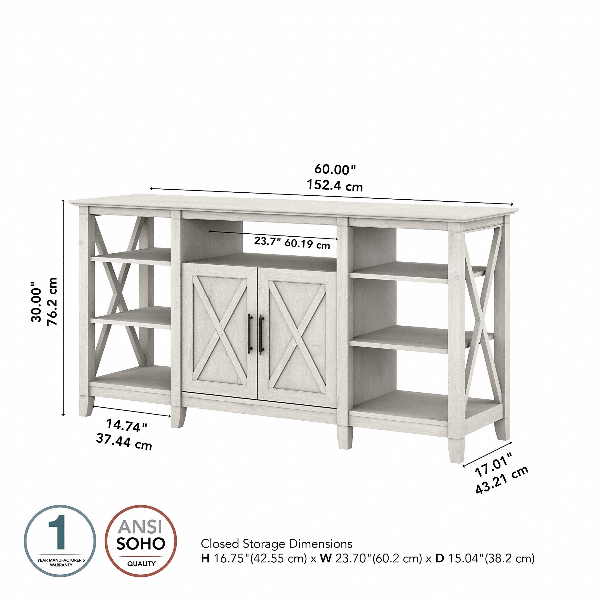 Bush Furniture Key West Tall TV Stand for 65 Inch TV