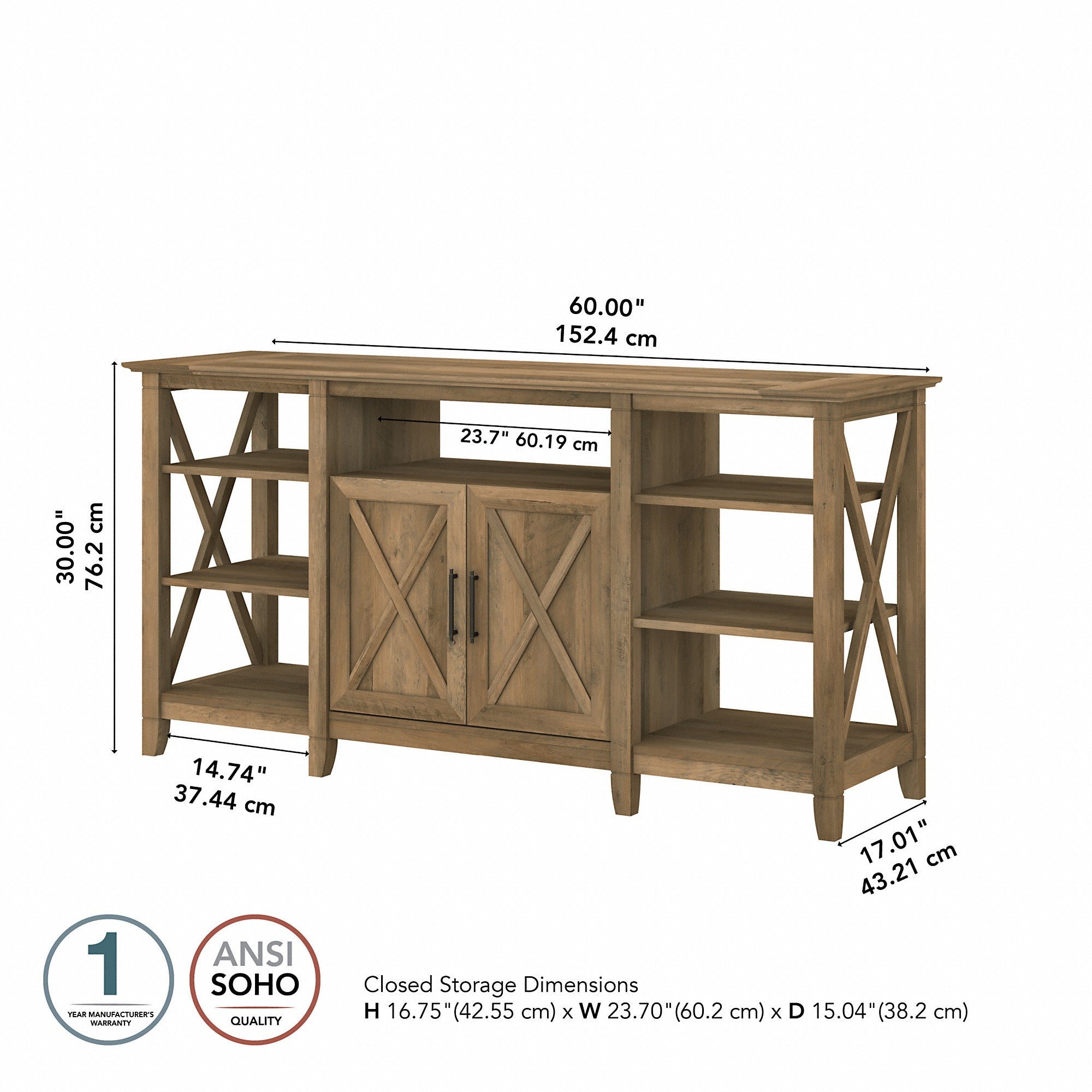 Bush Furniture Key West Tall TV Stand for 65 Inch TV