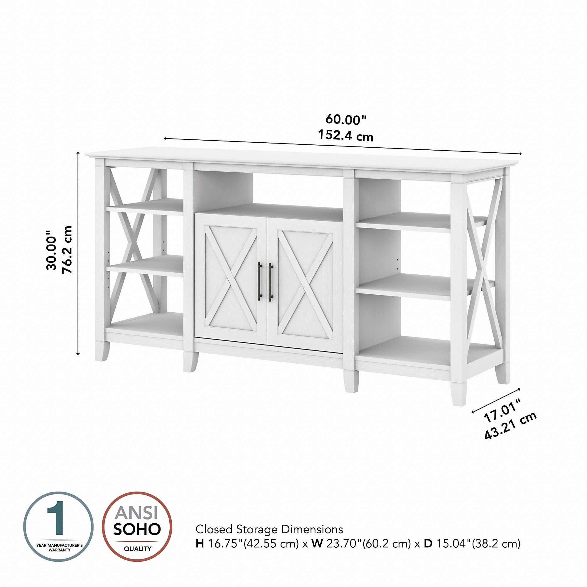 Bush Furniture Key West Tall TV Stand for 65 Inch TV