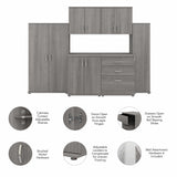 Bush Business Furniture Universal 6 Piece Modular Laundry Room Storage Set with Floor and Wall Cabinets