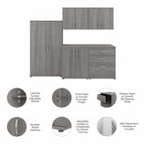 Bush Business Furniture Universal 5 Piece Modular Laundry Room Storage Set with Floor and Wall Cabinets