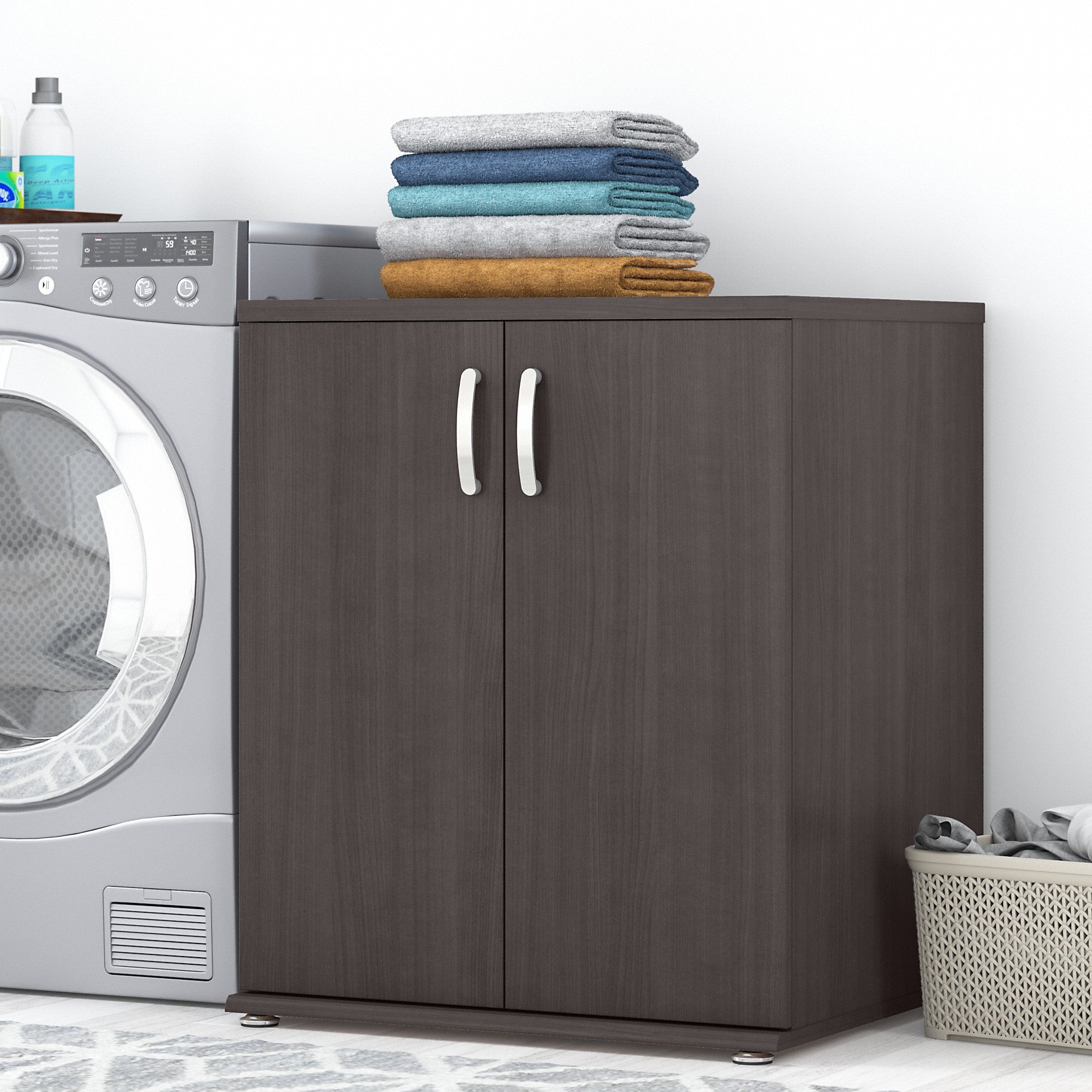 Bush Business Furniture Universal Laundry Room Storage Cabinet with Doors and Shelves