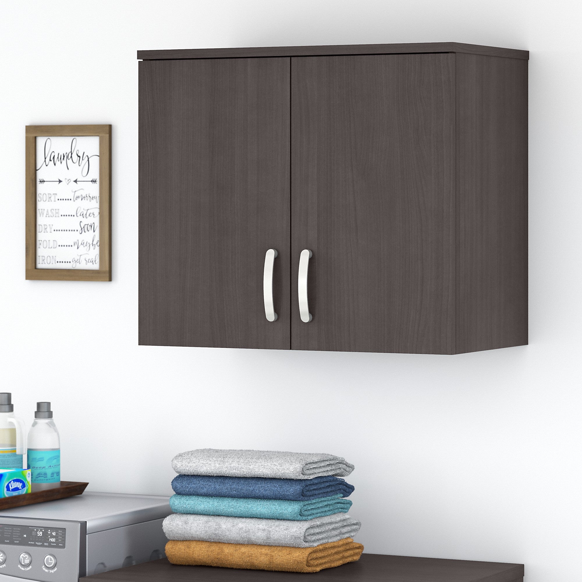 Bush Business Furniture Universal Laundry Room Wall Cabinet with Doors and Shelves