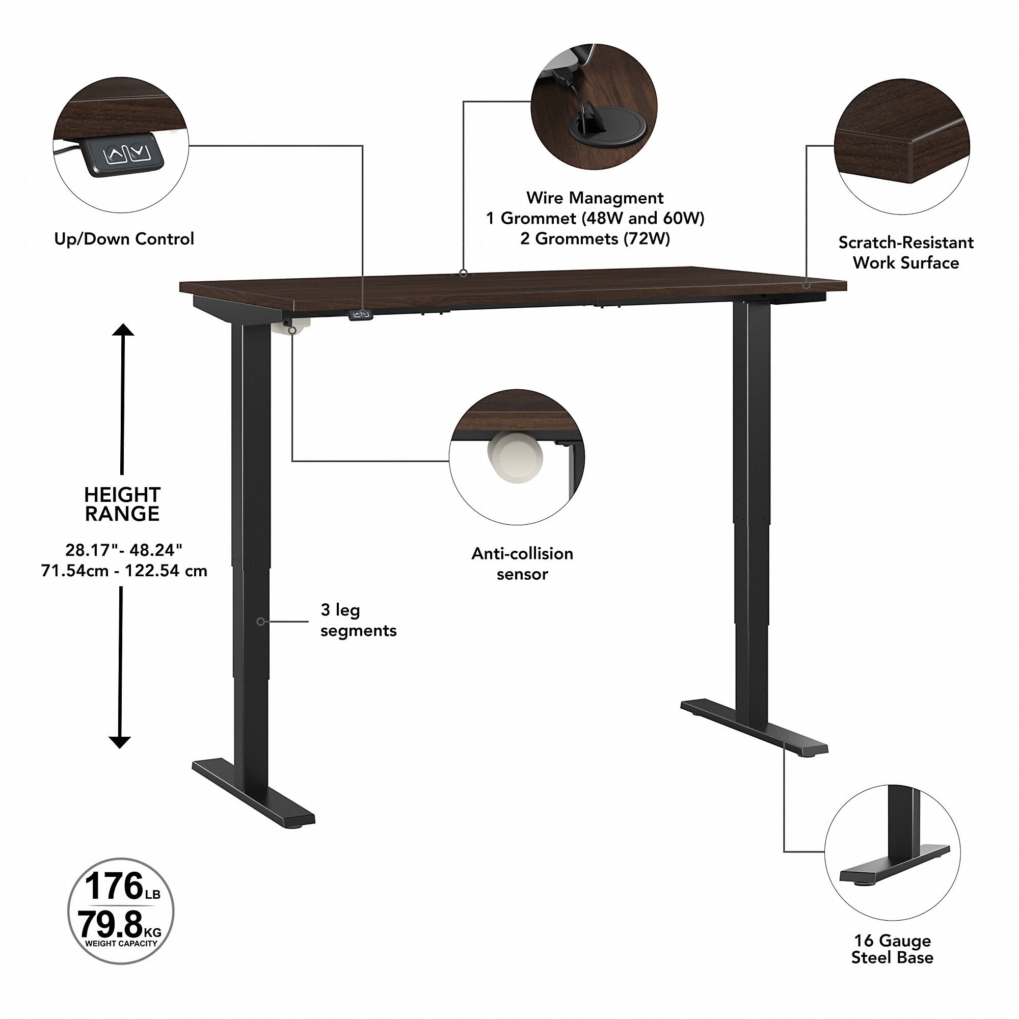 Move 40 Series by Bush Business Furniture 48W x 24D Electric Height Adjustable Standing Desk