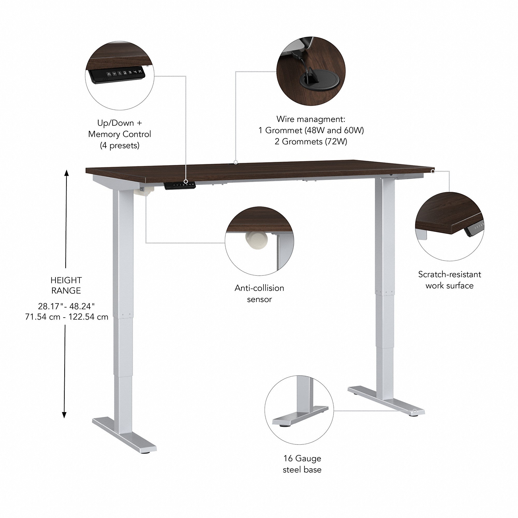 Move 40 Series by Bush Business Furniture 48W x 24D Electric Height Adjustable Standing Desk