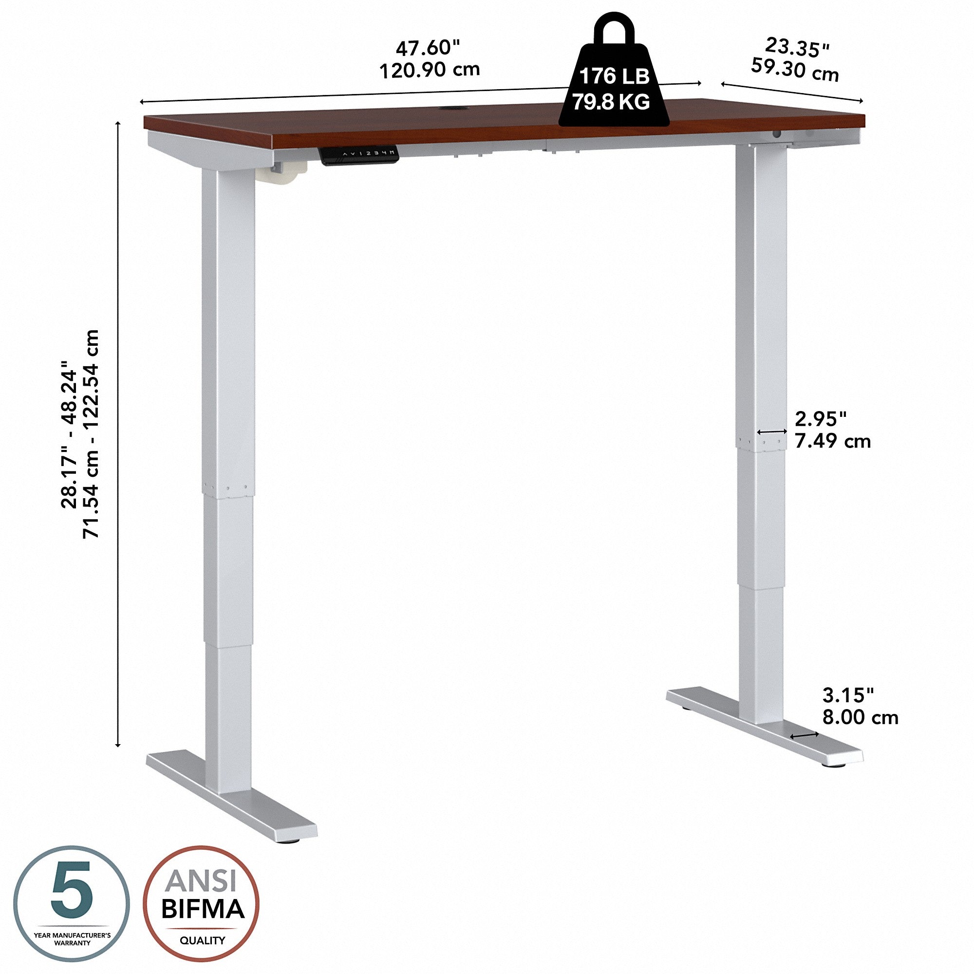 Move 40 Series by Bush Business Furniture 48W x 24D Electric Height Adjustable Standing Desk