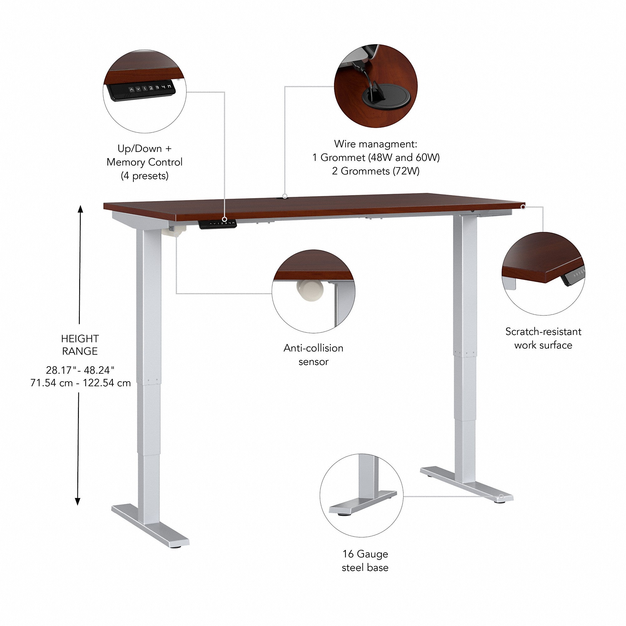 Move 40 Series by Bush Business Furniture 48W x 24D Electric Height Adjustable Standing Desk