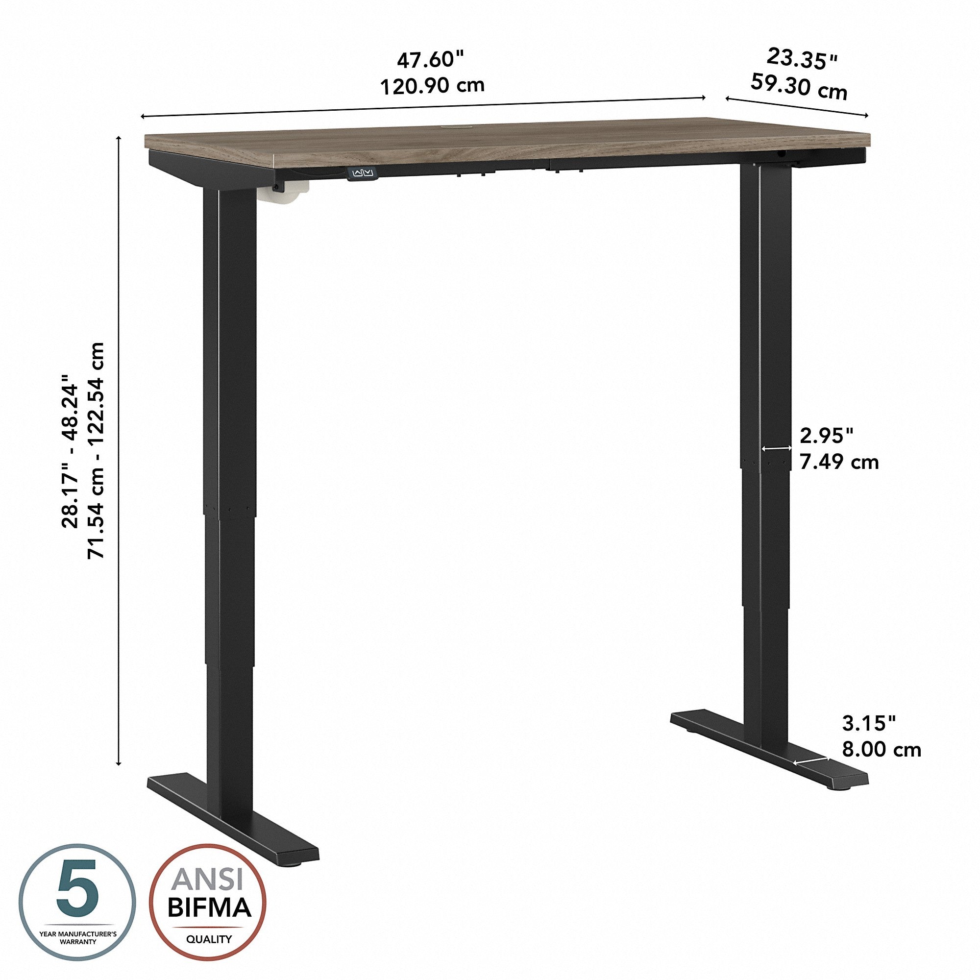 Move 40 Series by Bush Business Furniture 48W x 24D Electric Height Adjustable Standing Desk