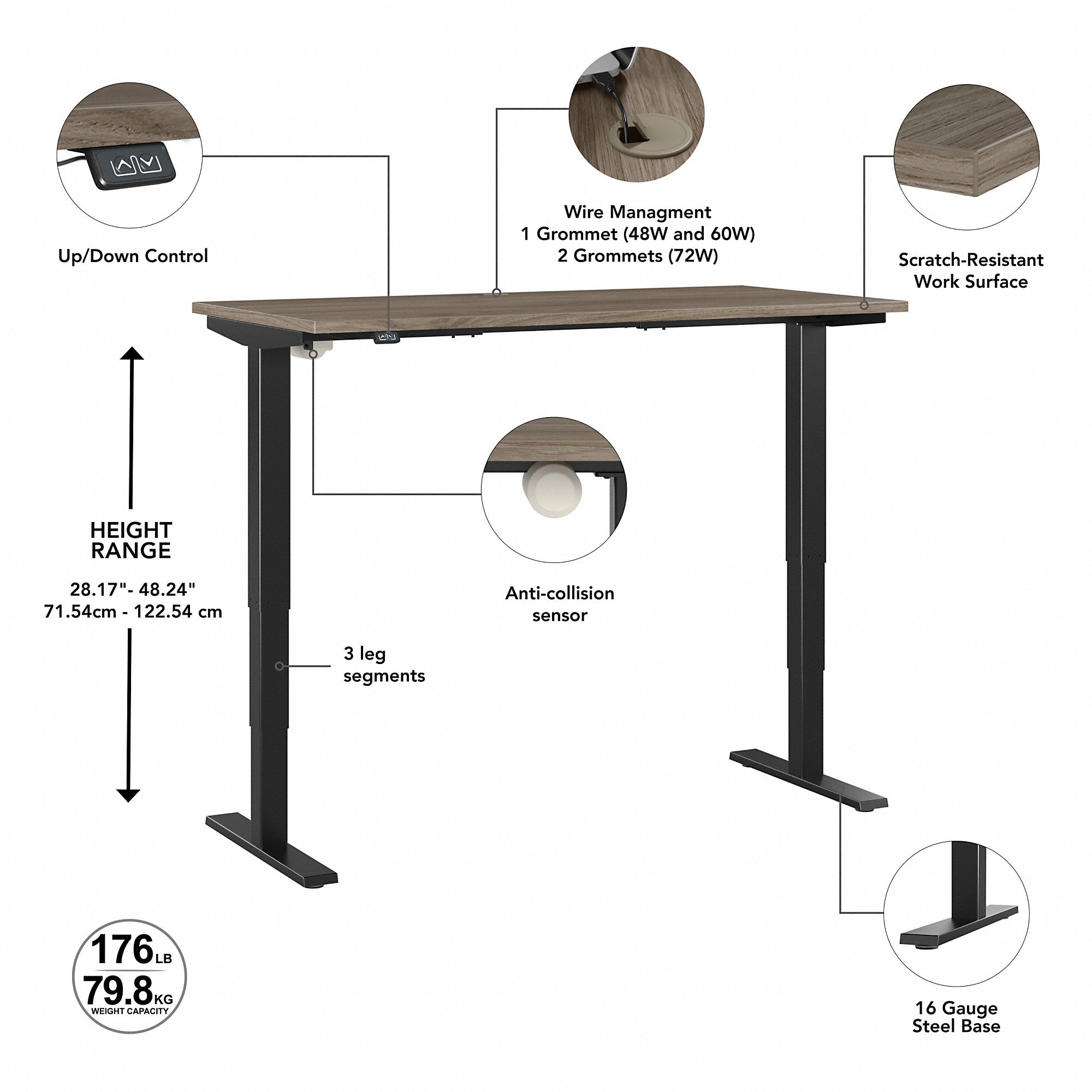 Move 40 Series by Bush Business Furniture 48W x 24D Electric Height Adjustable Standing Desk