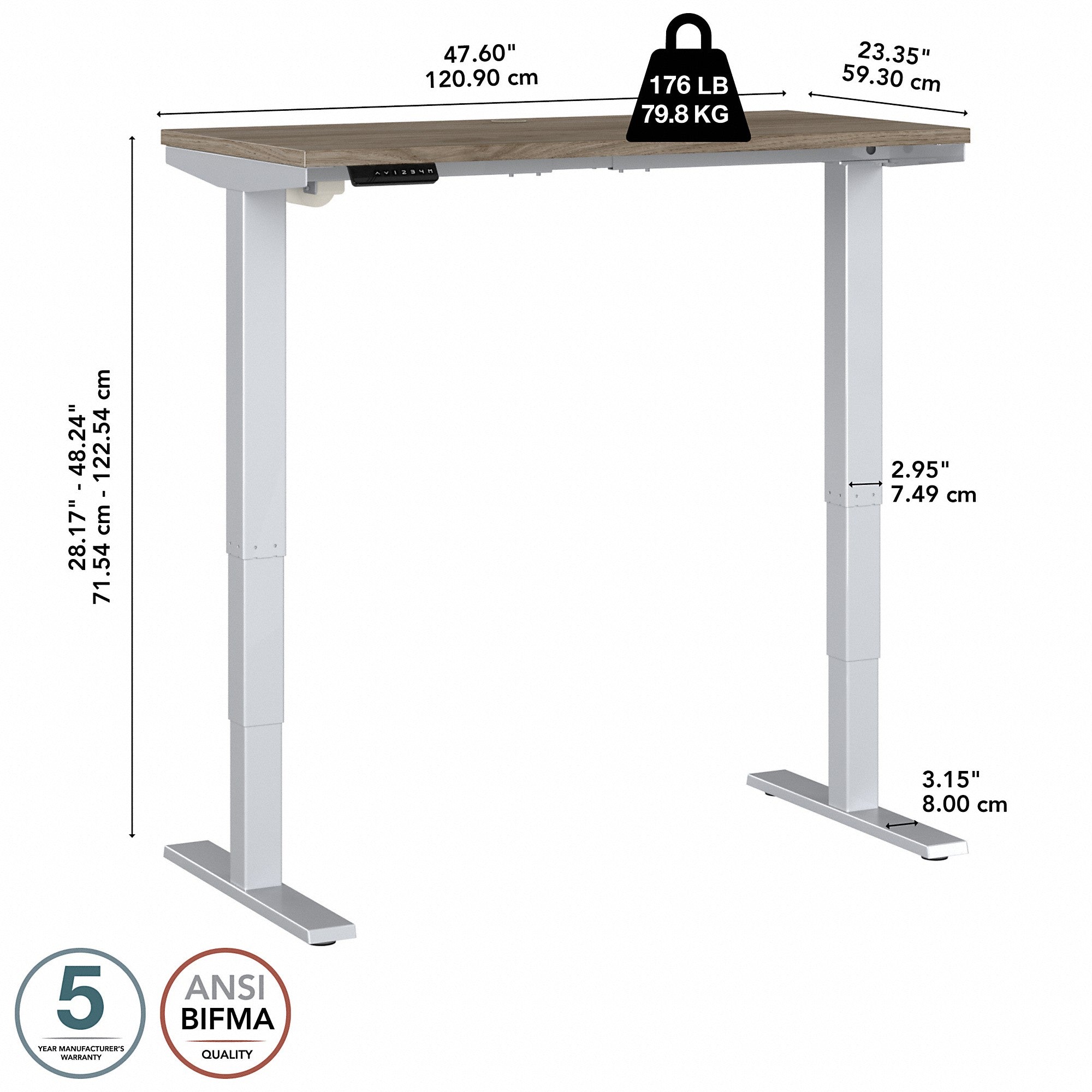 Move 40 Series by Bush Business Furniture 48W x 24D Electric Height Adjustable Standing Desk