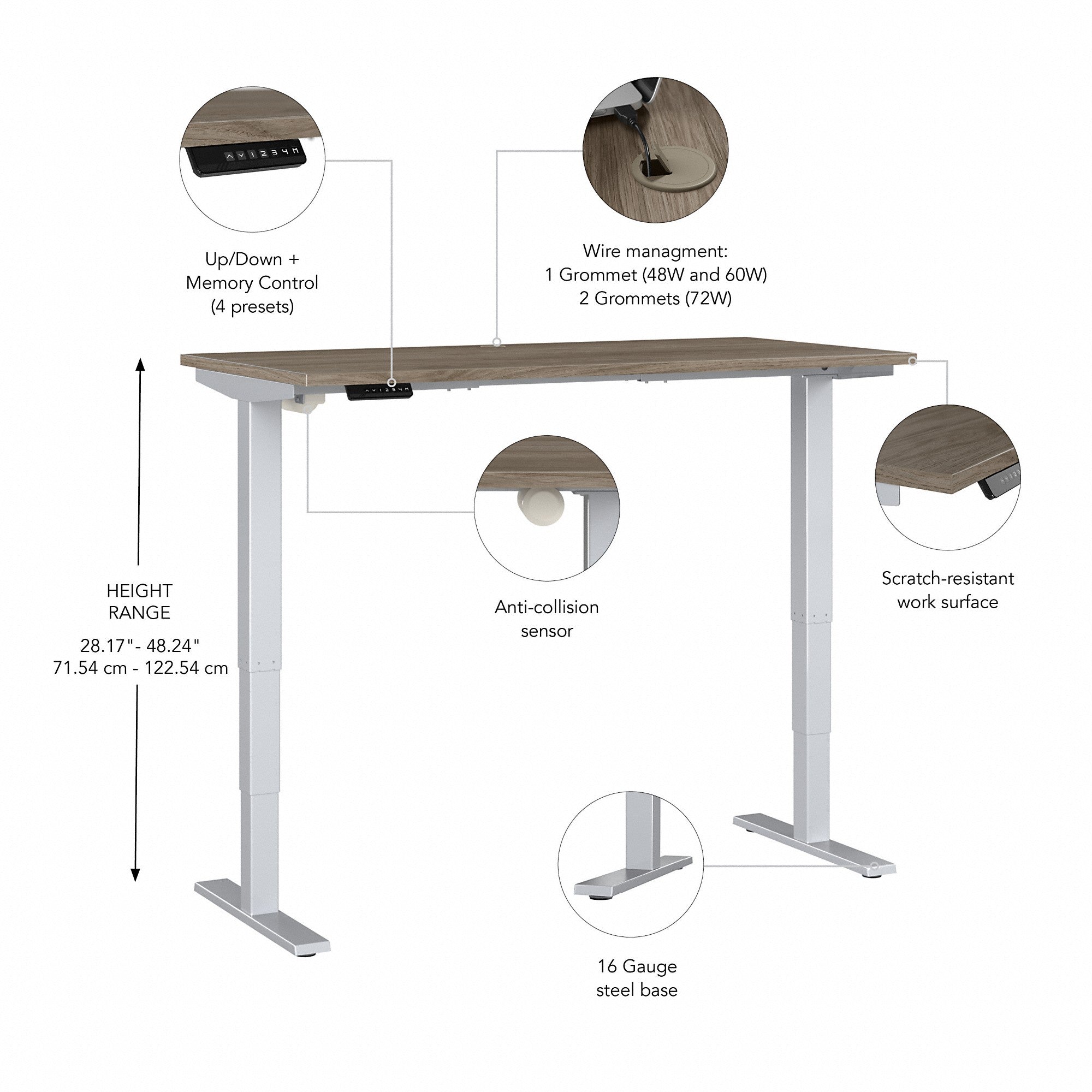 Move 40 Series by Bush Business Furniture 48W x 24D Electric Height Adjustable Standing Desk