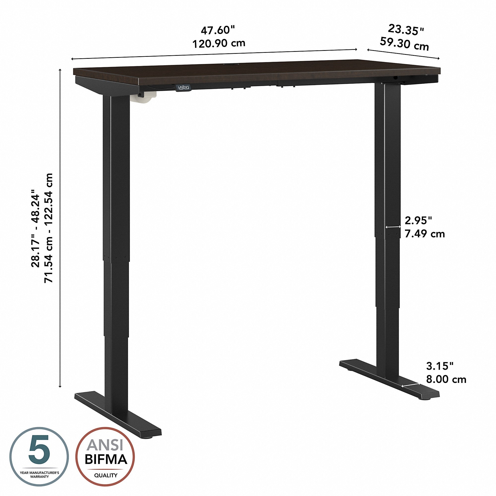 Move 40 Series by Bush Business Furniture 48W x 24D Electric Height Adjustable Standing Desk